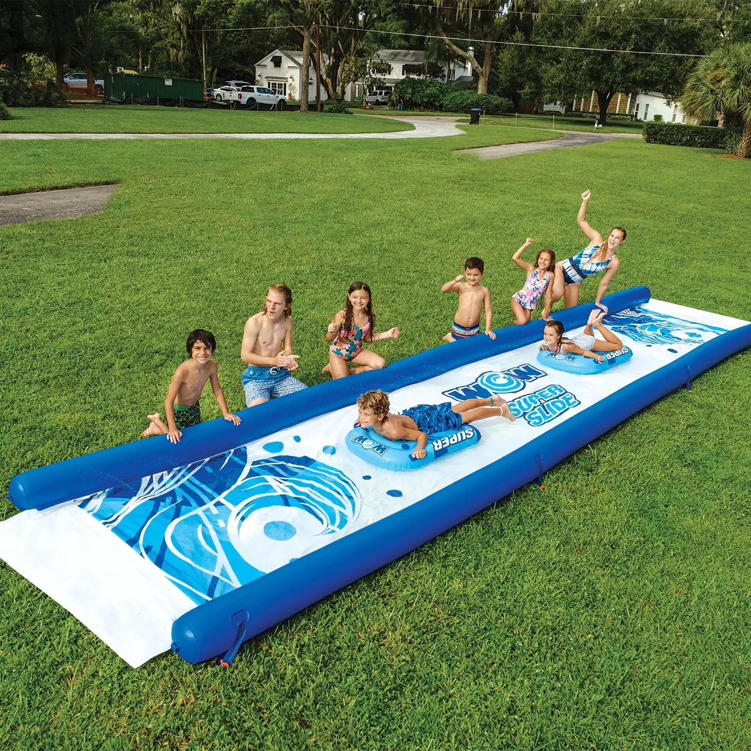 Open Box Wow World of Watersports Super Slide, 25′ x 6′ Water Slide with 2 Sleds