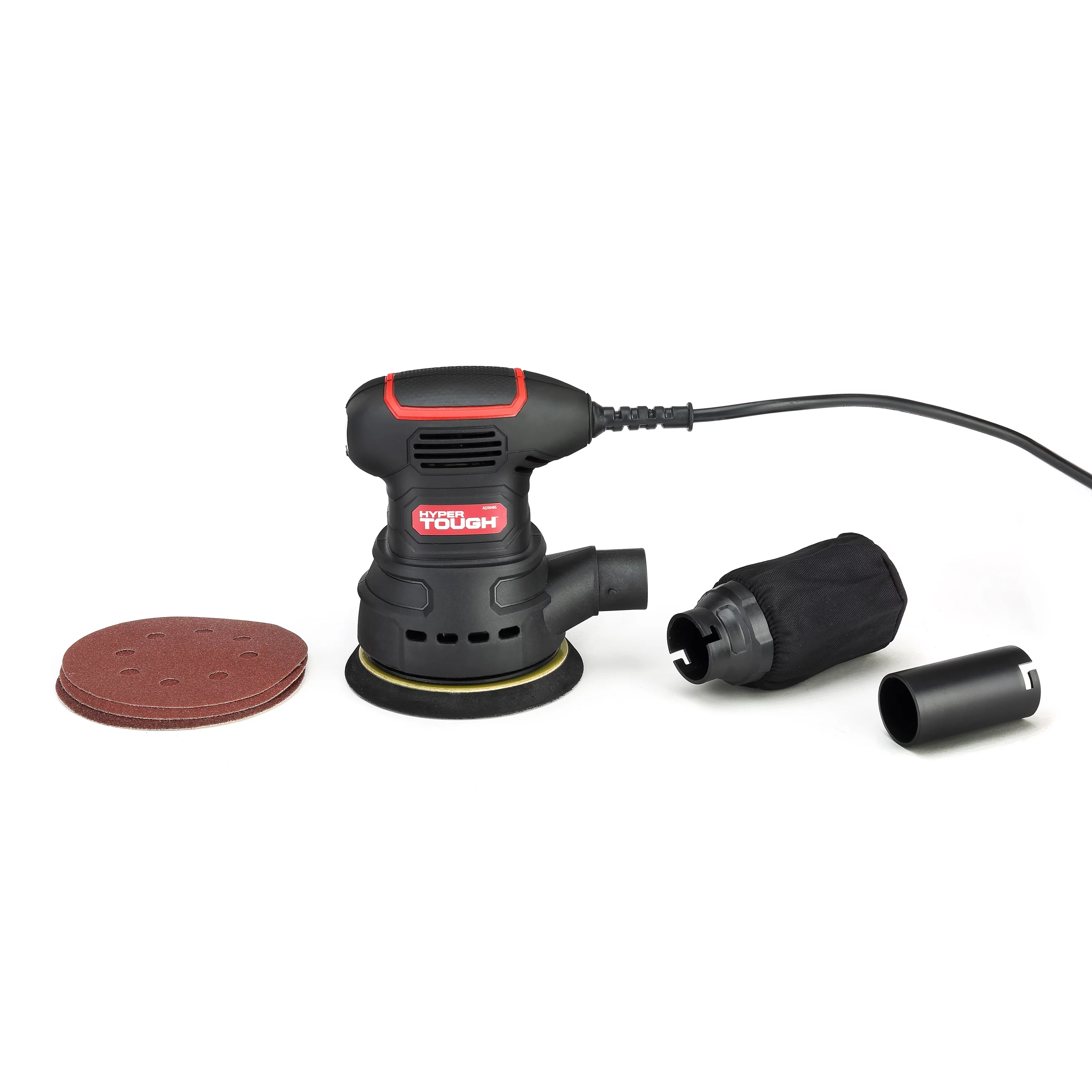 Hyper Tough 2.5 Amp Corded 5 inch Orbital Sander with Dust Bag, Vacuum Hose Adapter & 3 Sanding Sheets (60, 80, & 120 Grit)