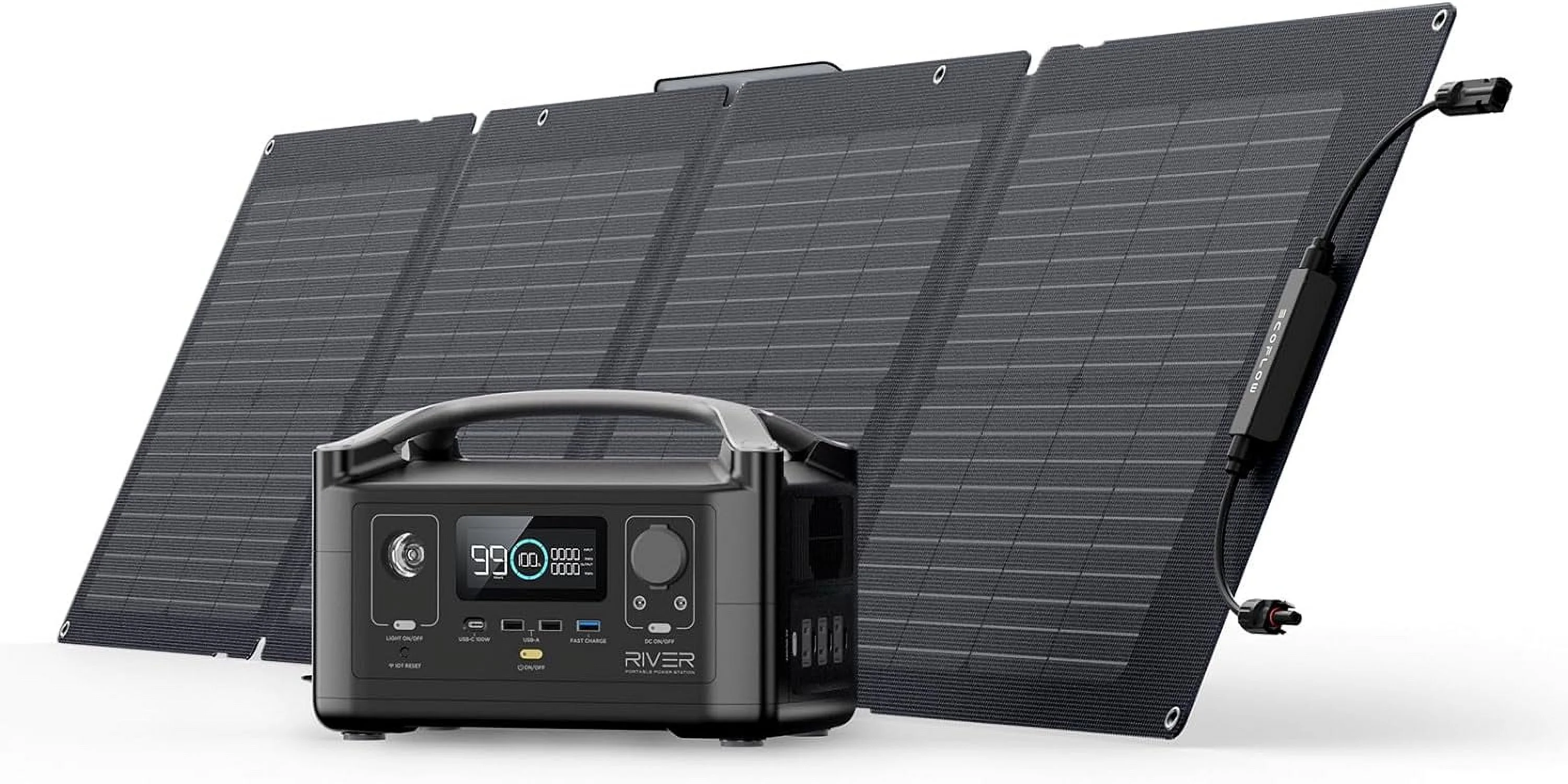 EcoFlow RIVER 600 Portable Power Station 288Wh Capacity,Solar Generator,600W AC Output for Outdoor Camping,Home Backup,Emergency,RV,off-Grid