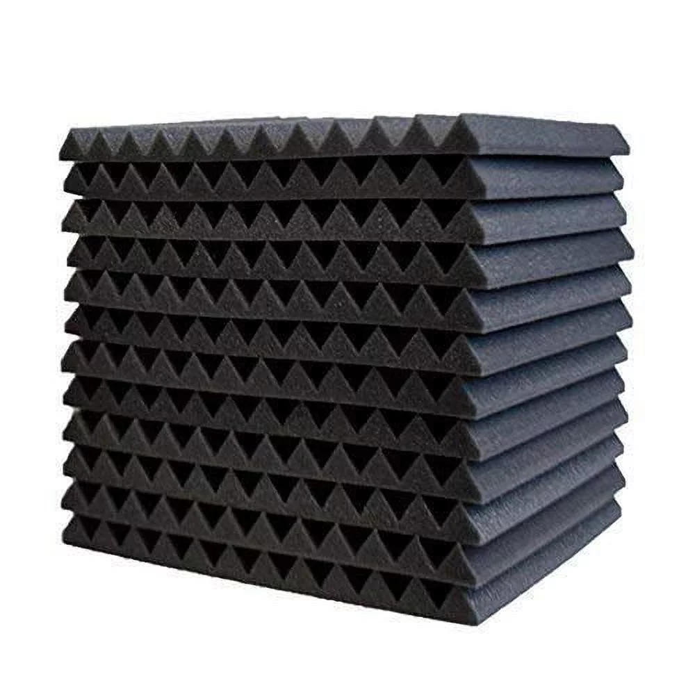 12 Pack Acoustic Panels Studio Soundproofing Foam Wedges Wall Foam Tiles Sound Proof Sound Insulation Absorbing 12″ X 12″ X 1″