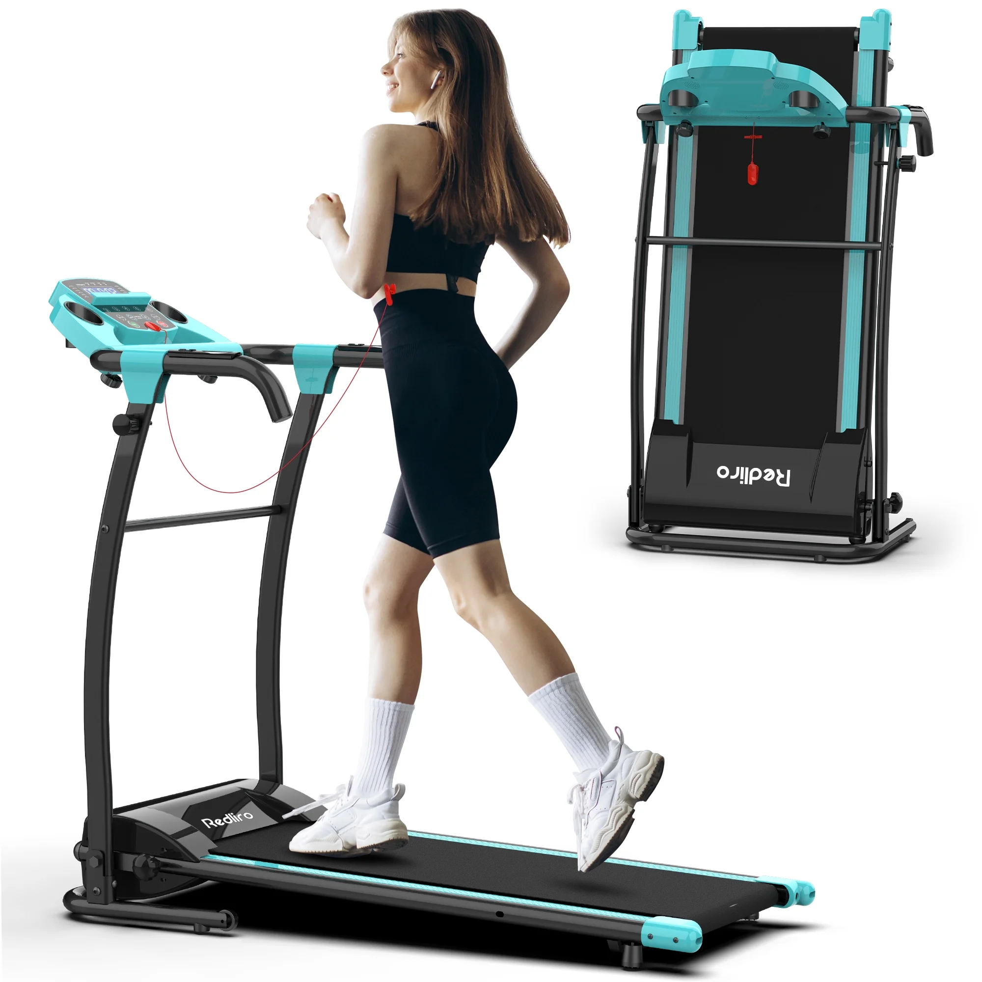 Redliro Portable Folding Treadmill Incline Manual 220LBS Electric Walking Running Machine Home Office