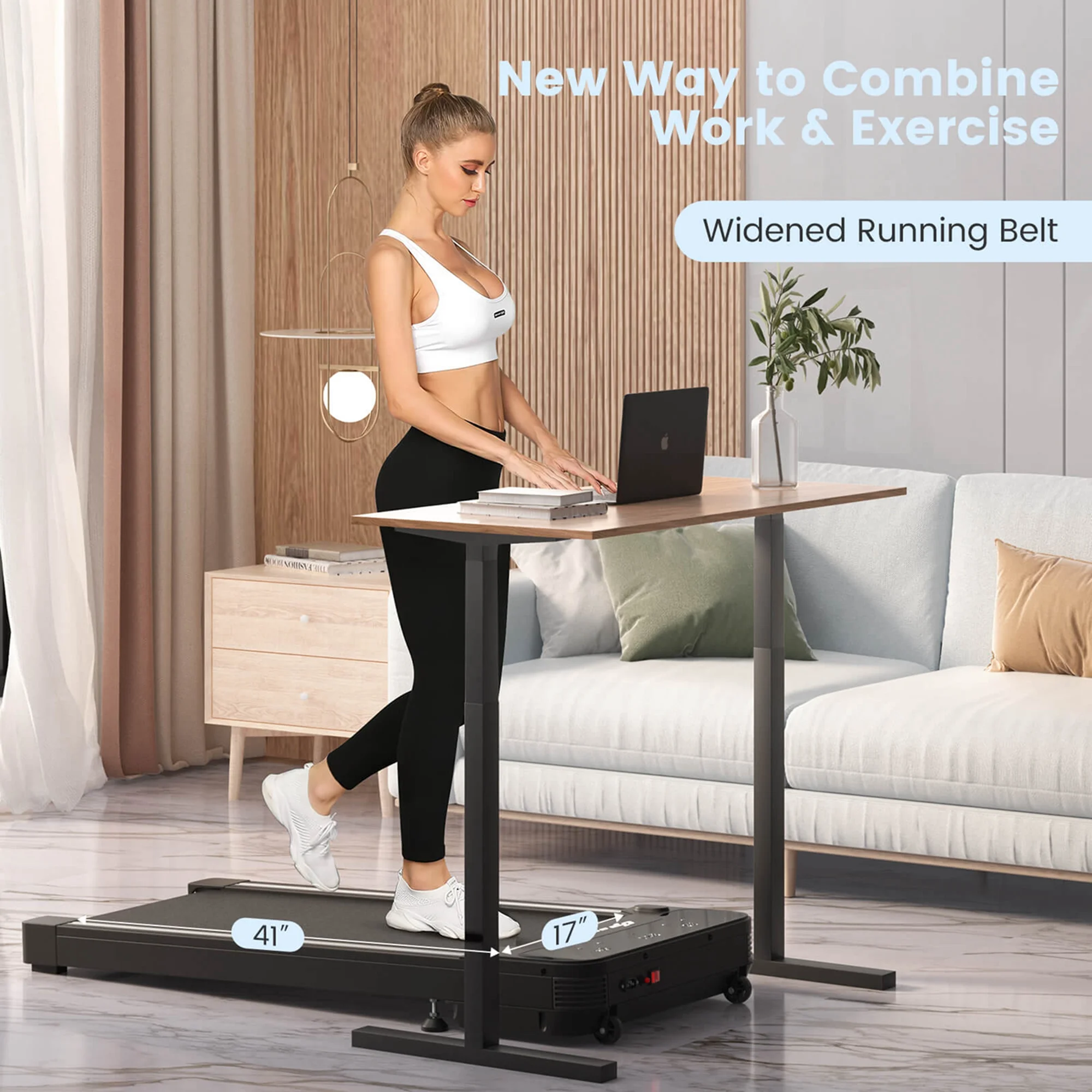 Goplus 1HP Under-Desk Walking Treadmill Jogging Exercise Machine w/ Remote Controller