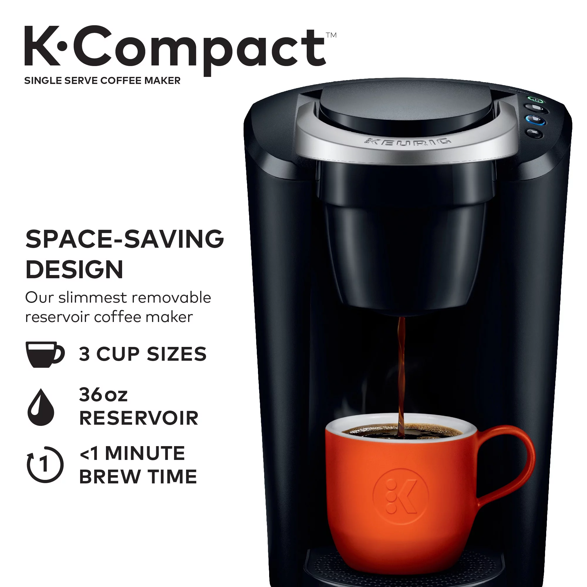 Keurig K-Compact Single-Serve K-Cup Pod Coffee Maker, Black