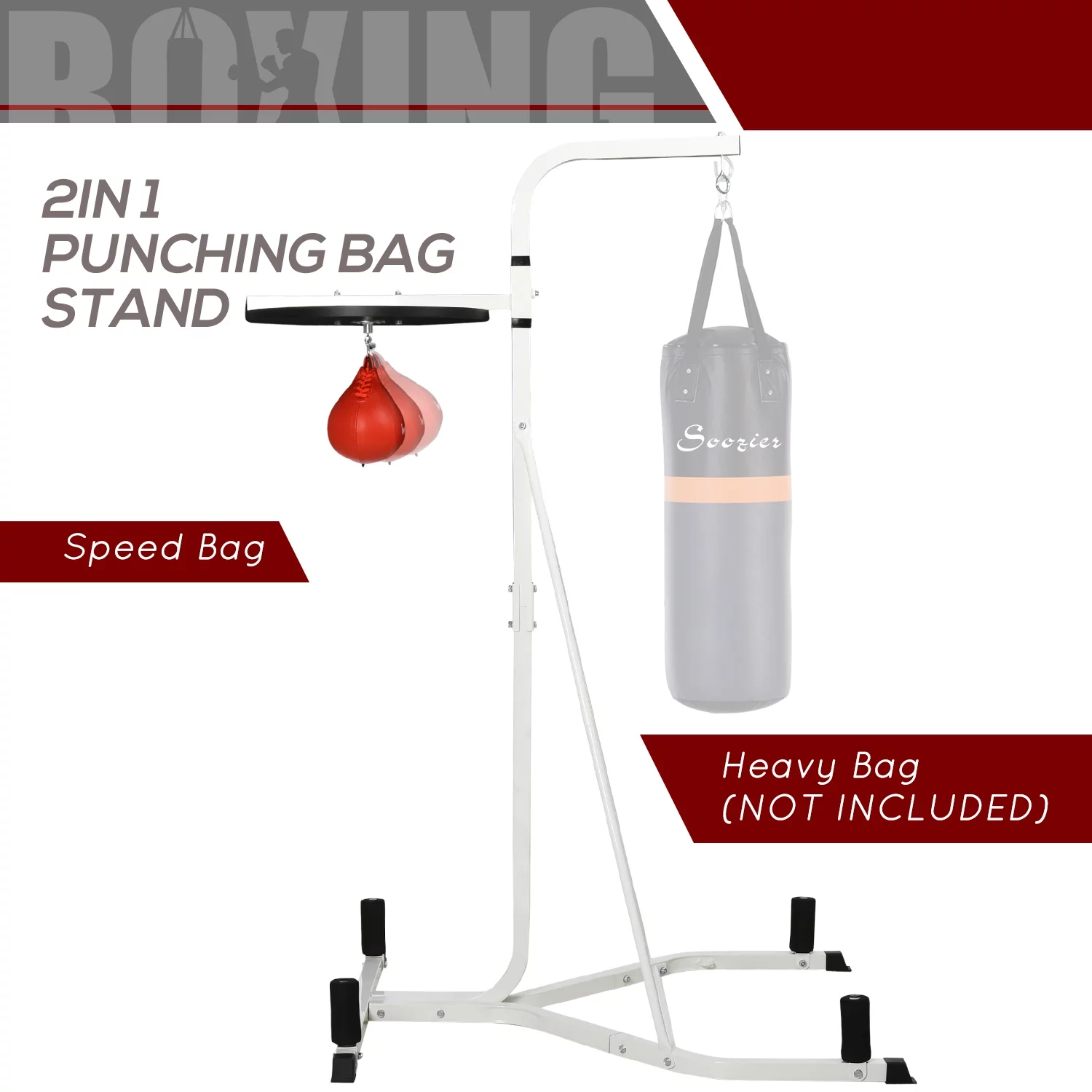 Soozier Punching Bag Stand, Adjustable Height with Weighted Base