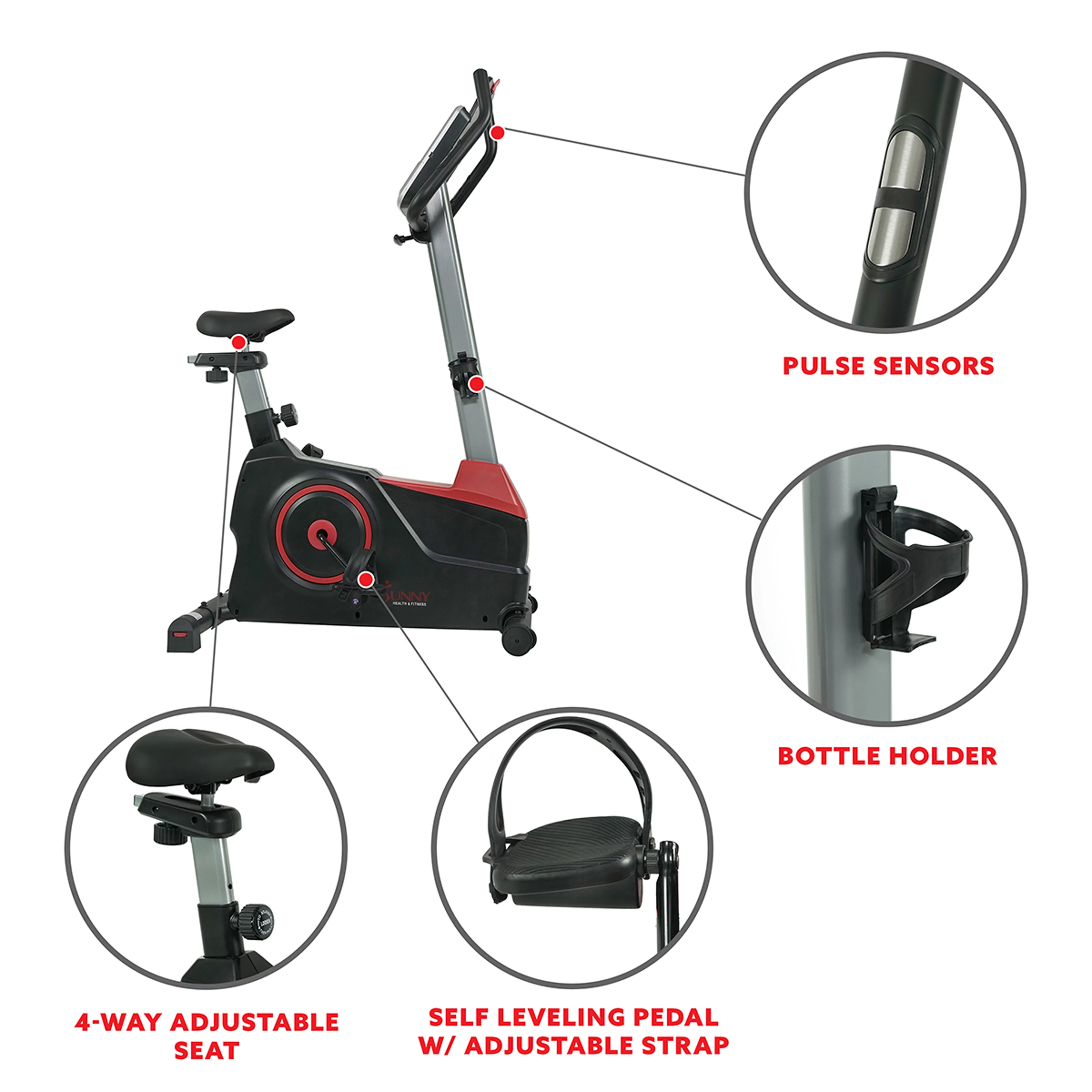 Sunny Health & Fitness Evo-Fit Stationary Upright Bike with 24 Level Electro-Magnetic Resistance – SF-B2969