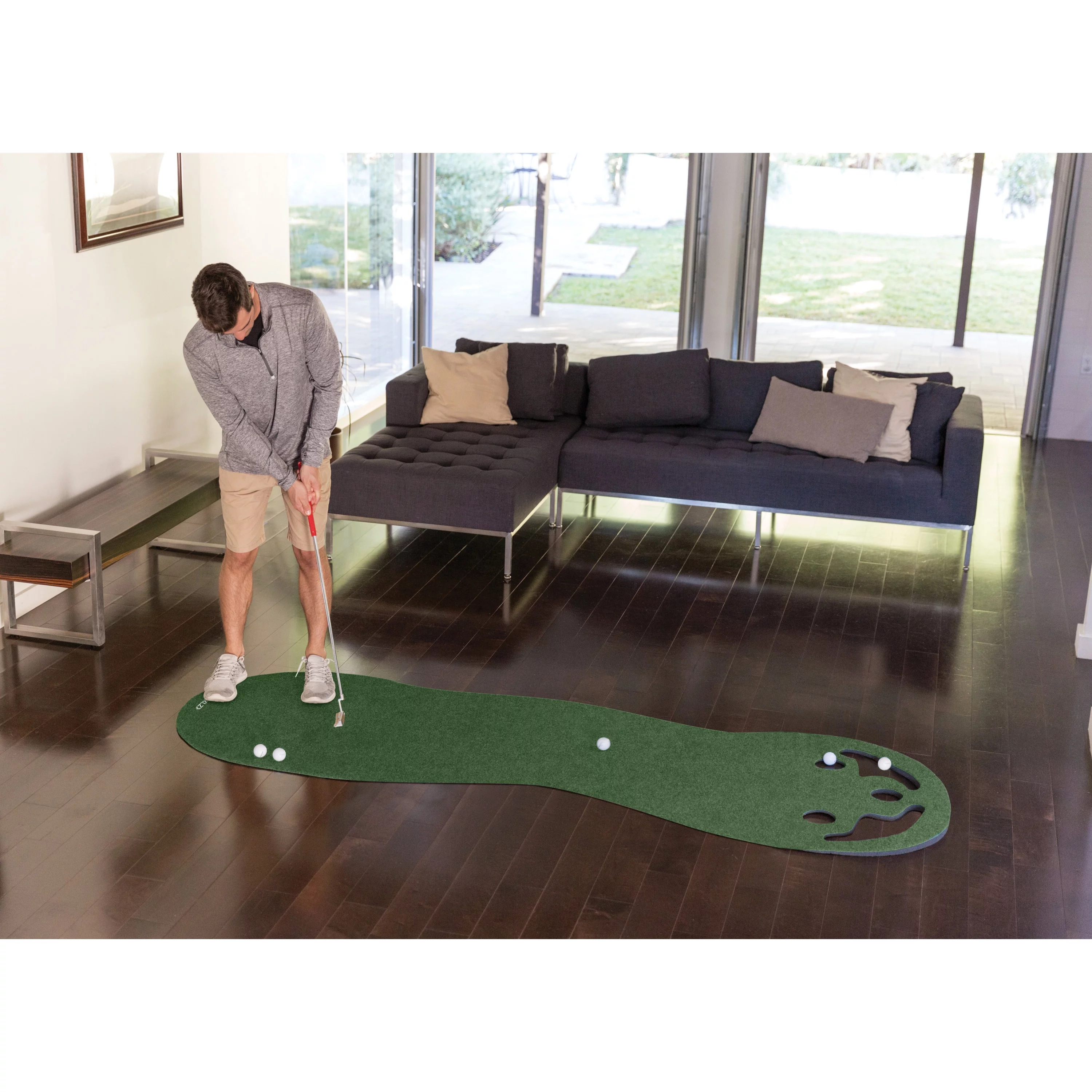 SKLZ Putting Green Par Three Indoor Putting Mat for a Real Green Feel with True Roll Surface for Putting Practice, 3 x 9 Ft.