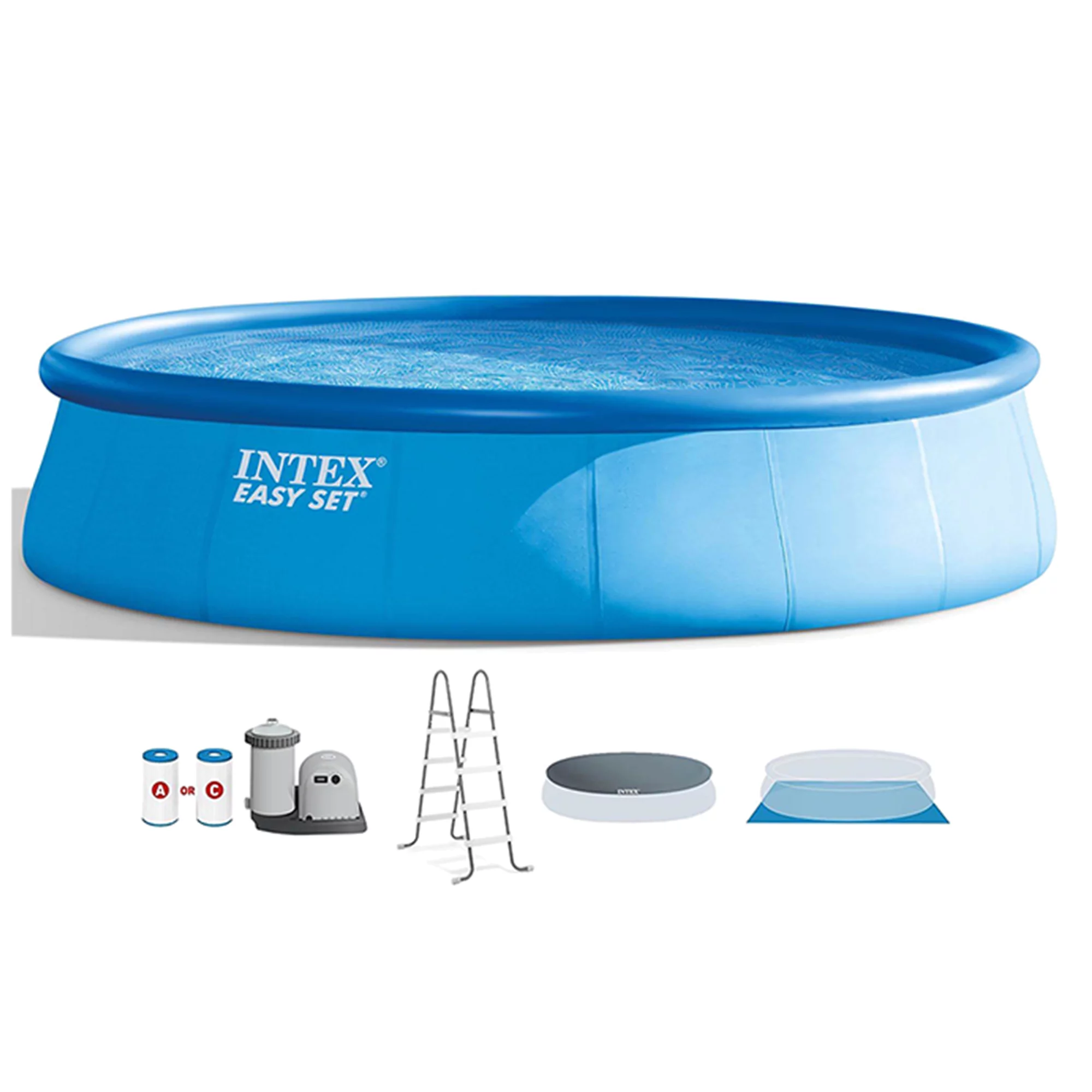 Intex Easy Set 18’x48″ Inflatable Pool with Pump, Ladder & Maintenance Kit