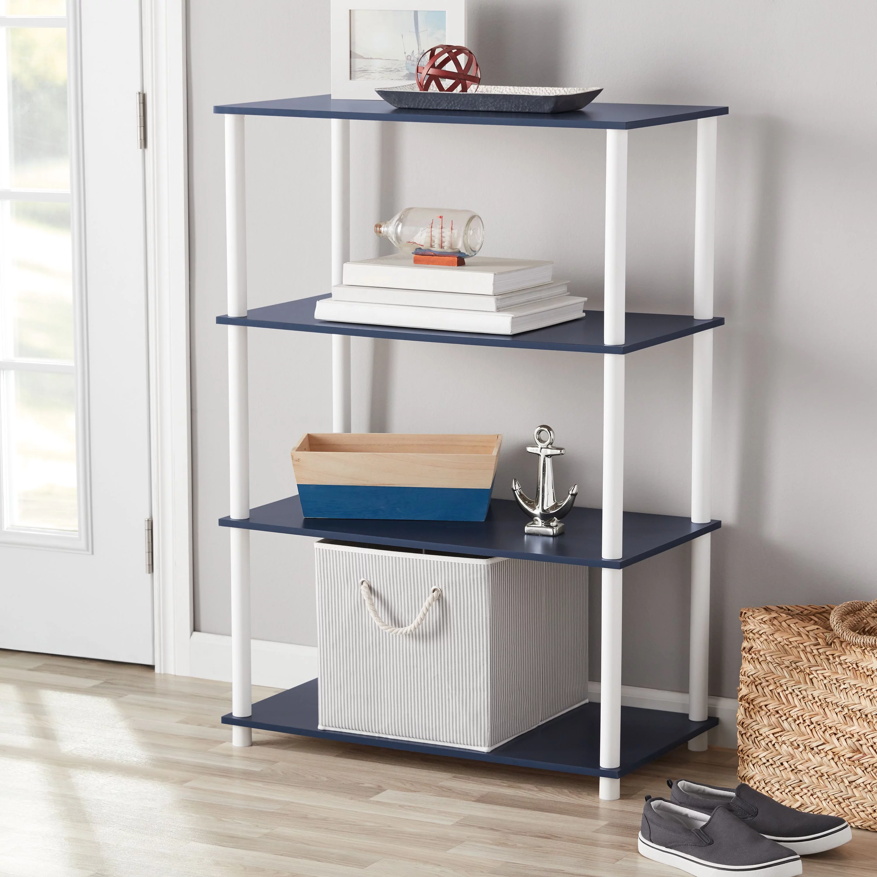 Mainstays No Tools 4-Shelf Storage Bookcase, White