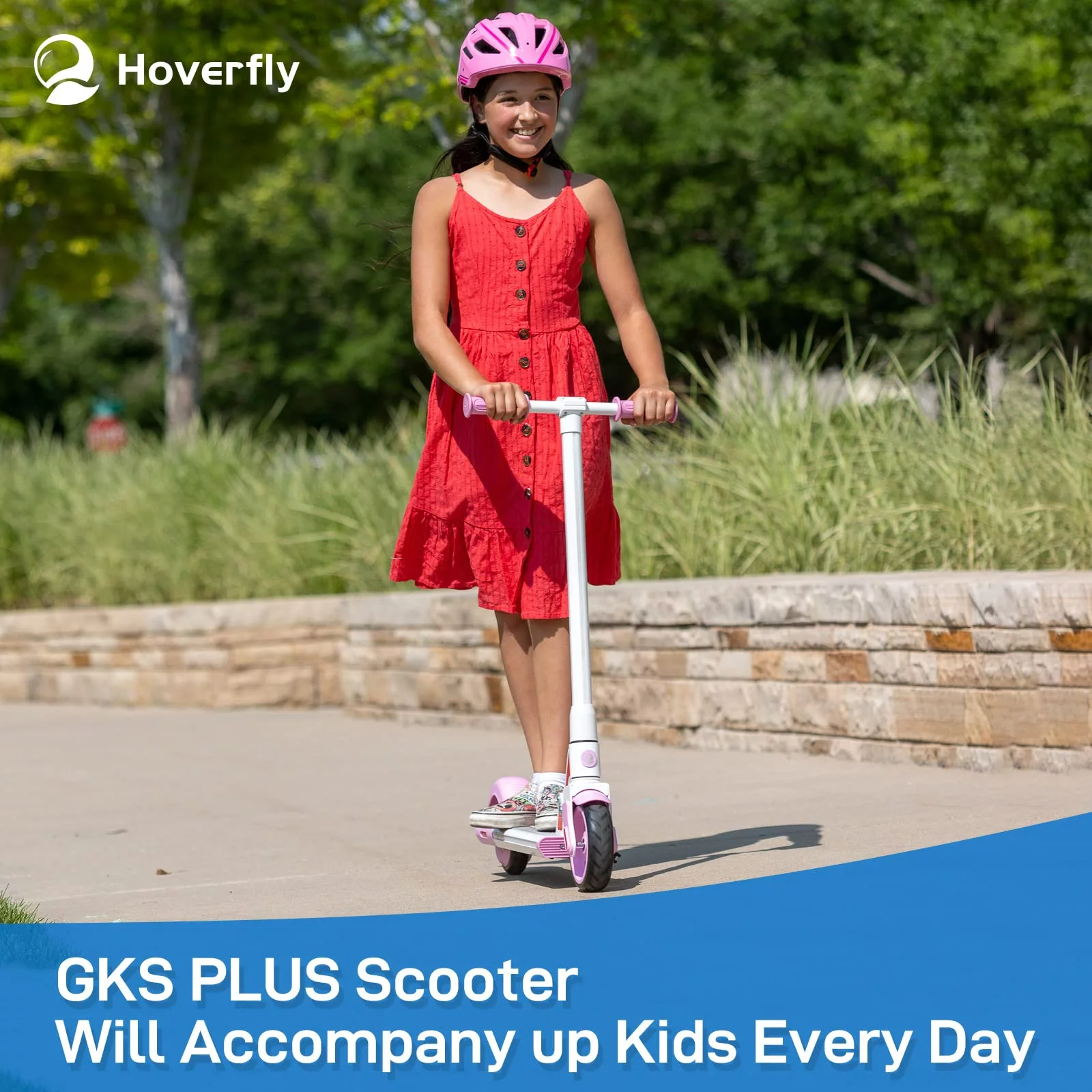 HOVERFLY GKS Plus Kids Electric Scooter with LED Light, 6″ Wheels, Max 7 Miles Range, 7.5mph Speed, UL2272 Certified, for Kids/Teens 6-12 Unisex Blue