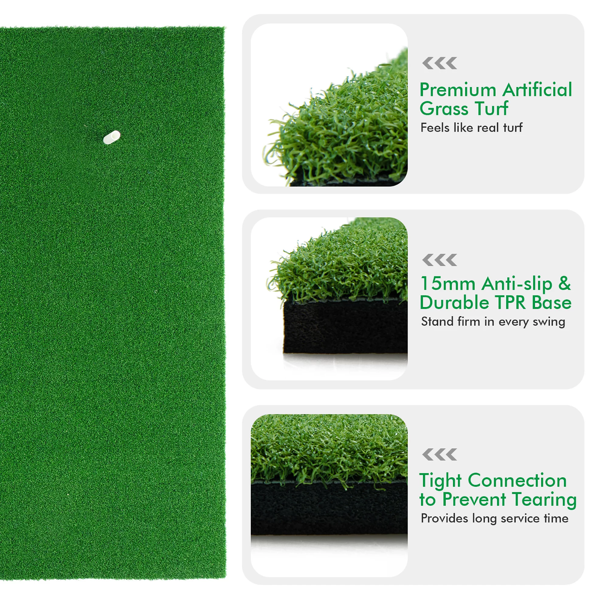 Costway 5′ x 3′ Standard Realistic  Feel Golf Practice Mat Putting Mat Synthetic Turf W/3 Tees