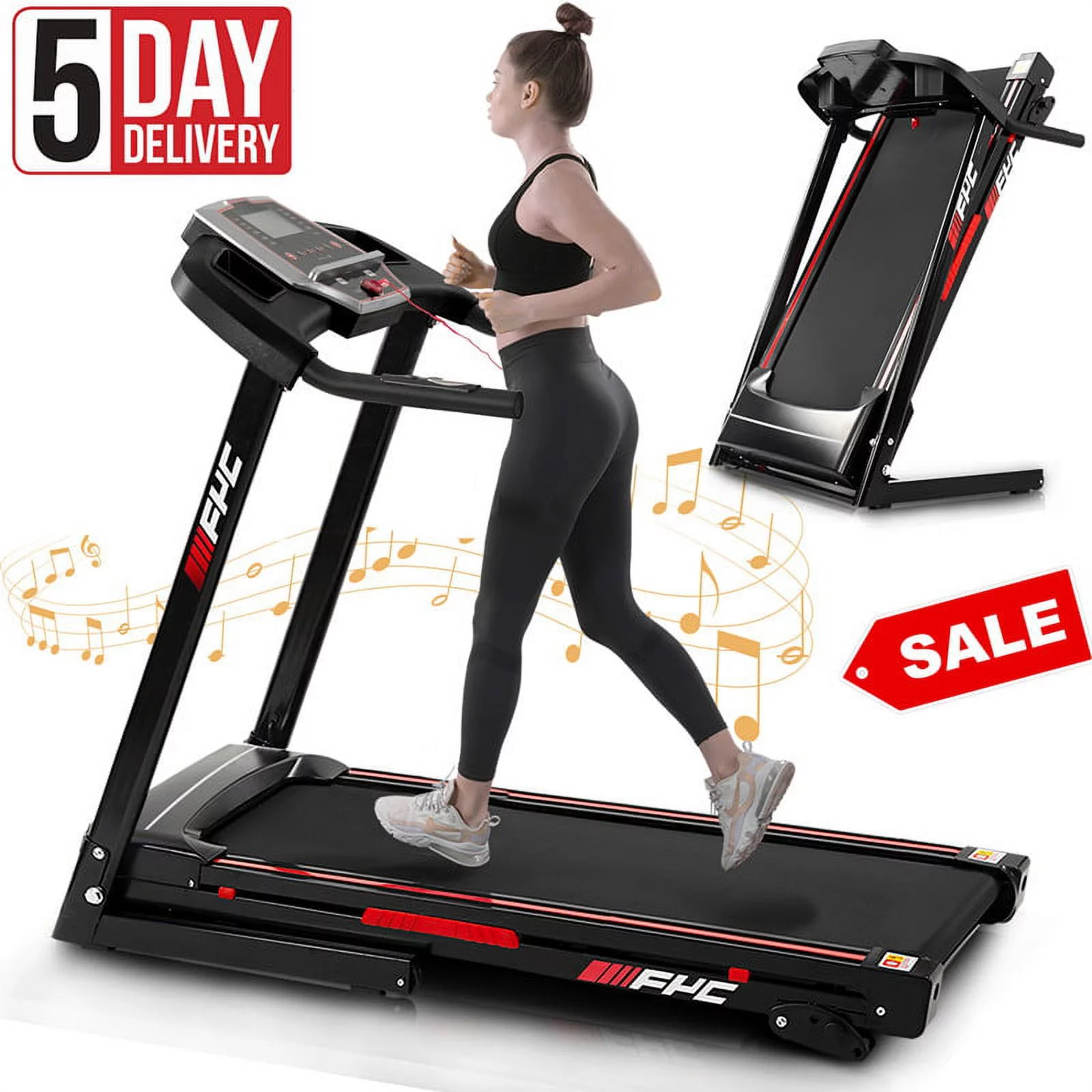 Clearance! Folding Treadmill, Install Free Under Desk Treadmill Portable Foldable with Incline, Large LCD Display, 3.5HP Foldable Treadmill with 2s Folding