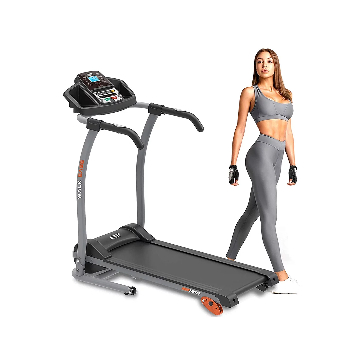 Hurtle Smart Portable Folding Digital Fitness Treadmill w/ Bluetooth, Black