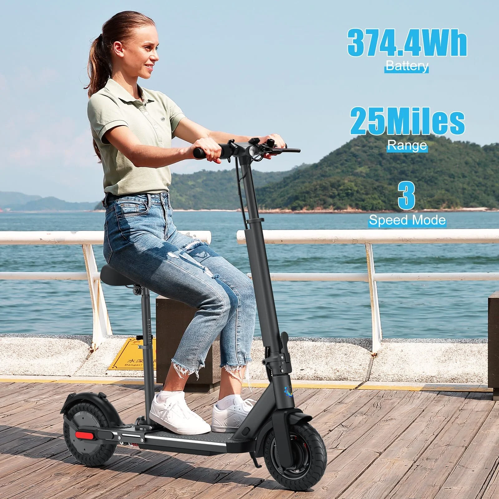 Caroma Electric Scooter for Adults, 500W Electric Scooter Up to 25 Miles & 20 MPH Foldable E Scooter Double Braking Electric Scooters for Commuter, 10″ Tires Electric Scooter with Seat for Adult,Black