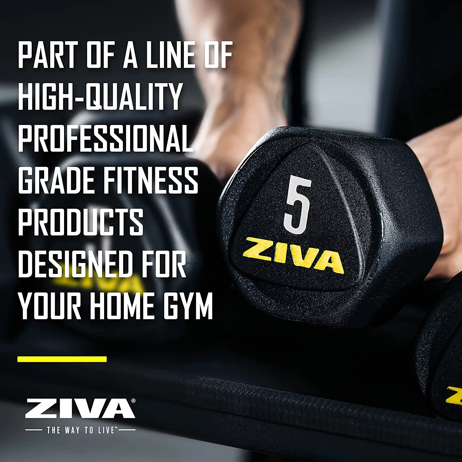 ZIVA Performance Hex Dumbbells Weight Set, Solid Steel Core, Premium Urethane Rubber Encasing, Corrosion Resistant – Pair of Two Dumbbells, 20 Lbs.