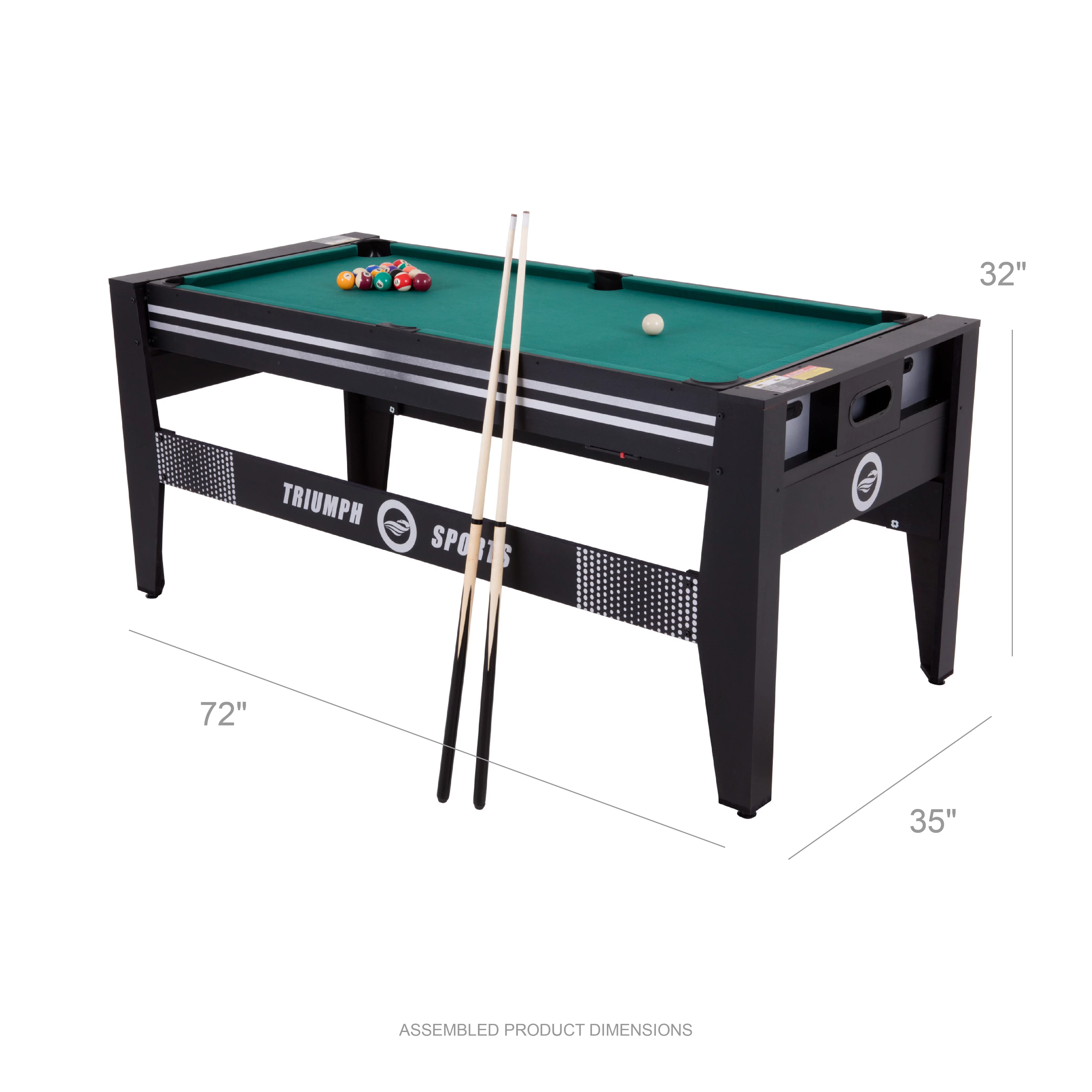 Triumph 72″ 4 in 1 Multi Game Swivel Table with Air Powered Hockey, Table Tennis, Billiards, and Launch Football