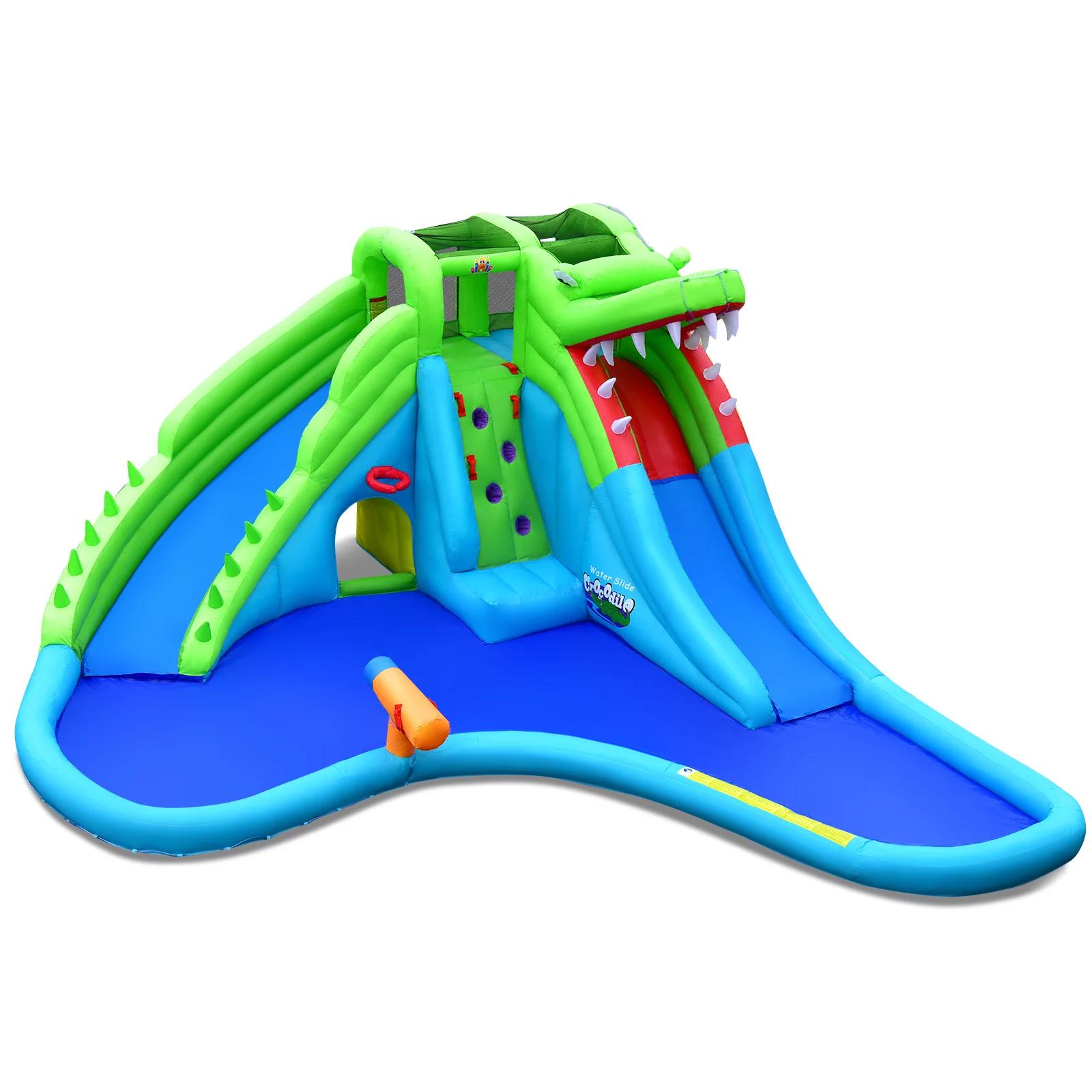 Topbuy Inflatable Splash Crocodile Water Slide Park Climbing Wall & Pool w/780W Blower