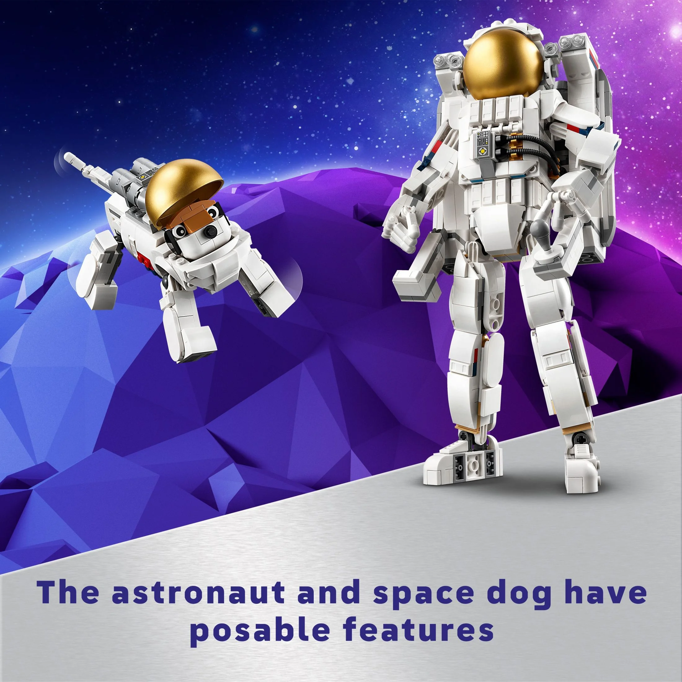 LEGO Creator 3 in 1 Space Astronaut Toy, Building Set Transforms from Astronaut Figure to Space Dog to Viper Jet, Space-Themed Gift Idea for Boys and Girls Ages 9 Years Old and Up, 31152