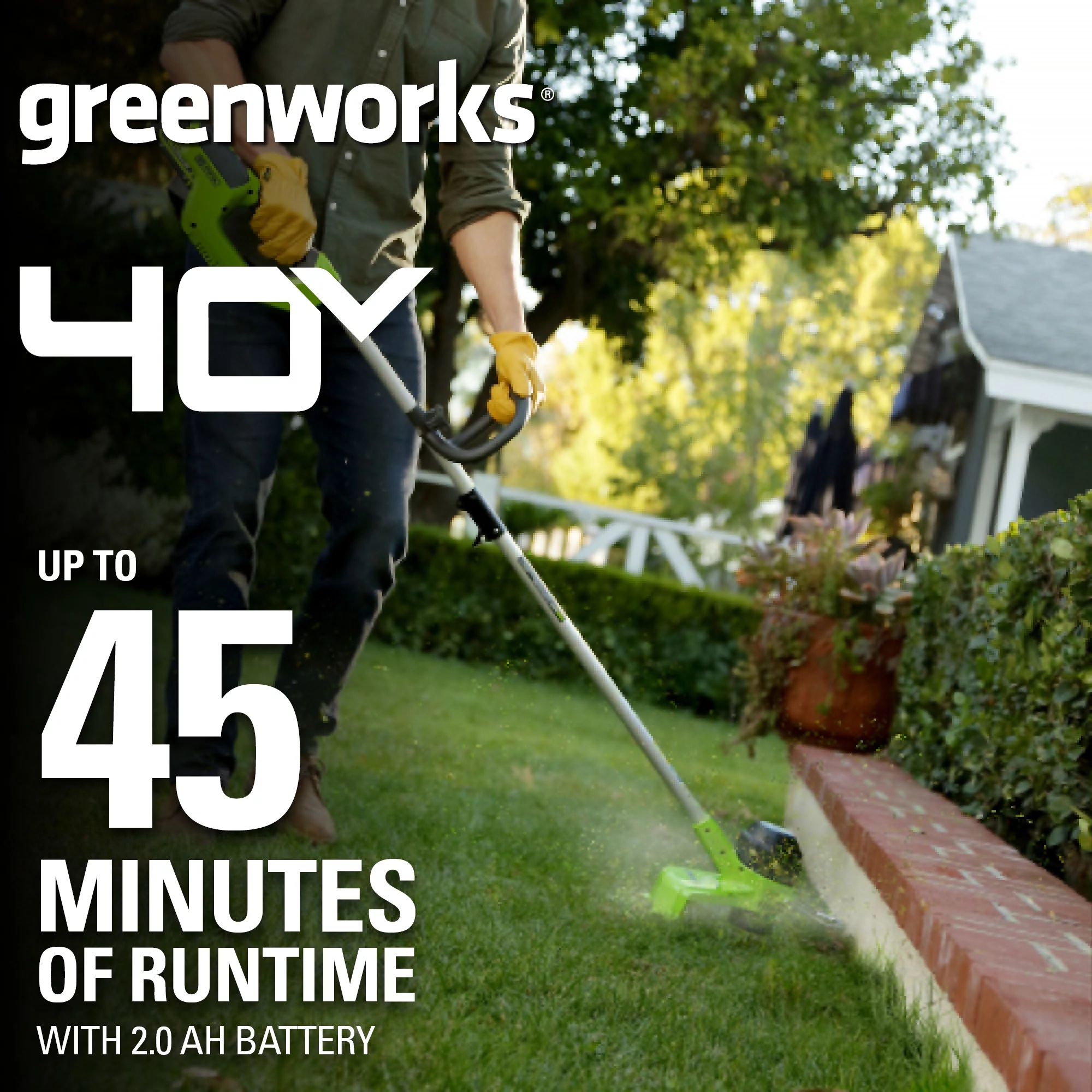 Greenworks 40V 12″ String Trimmer with 2.0 Ah Battery & Charger 2101602