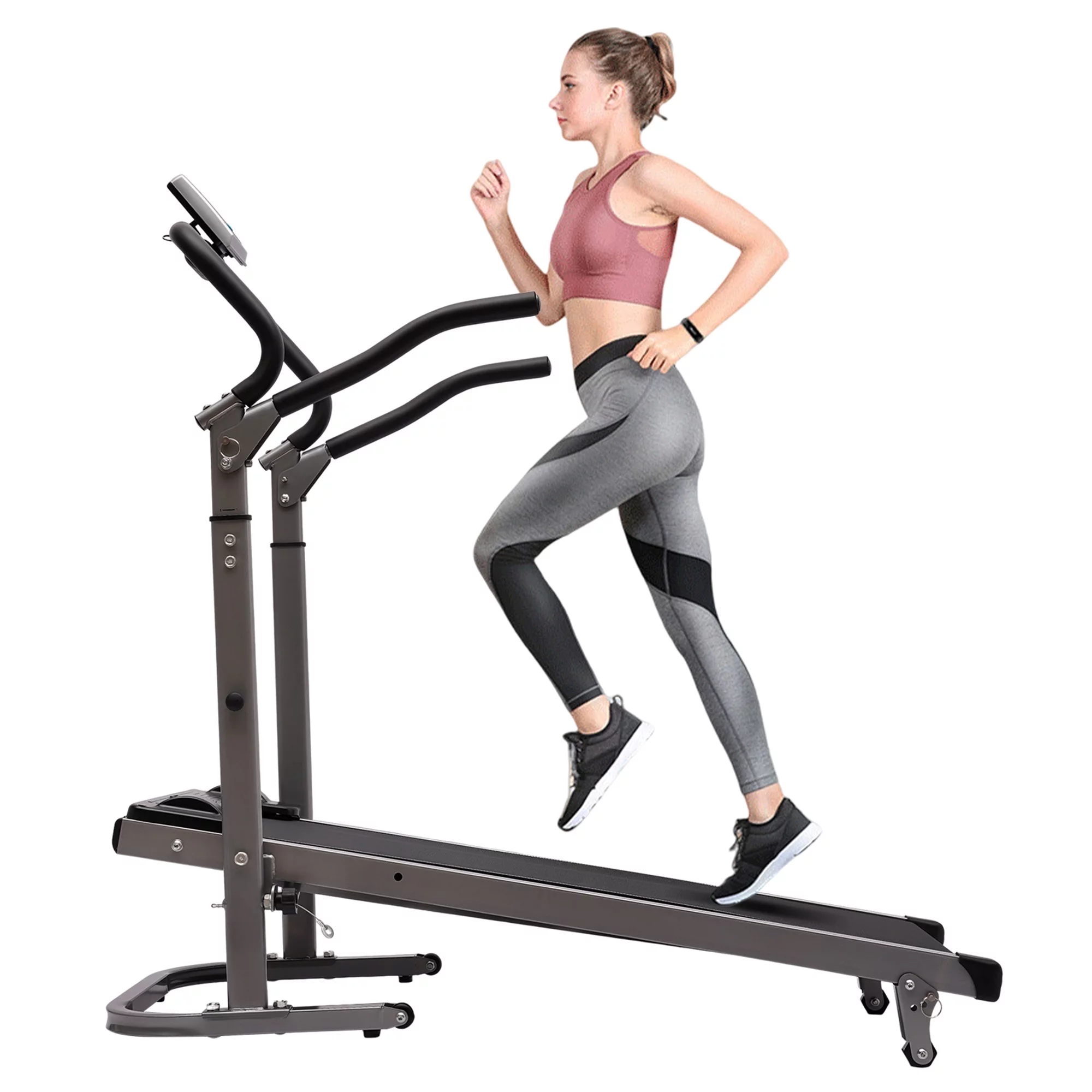 Oukaning Folding Treadmill with Incline for Home with LED Monitor,Running Jogging Walking Exercise Machine??Pink??