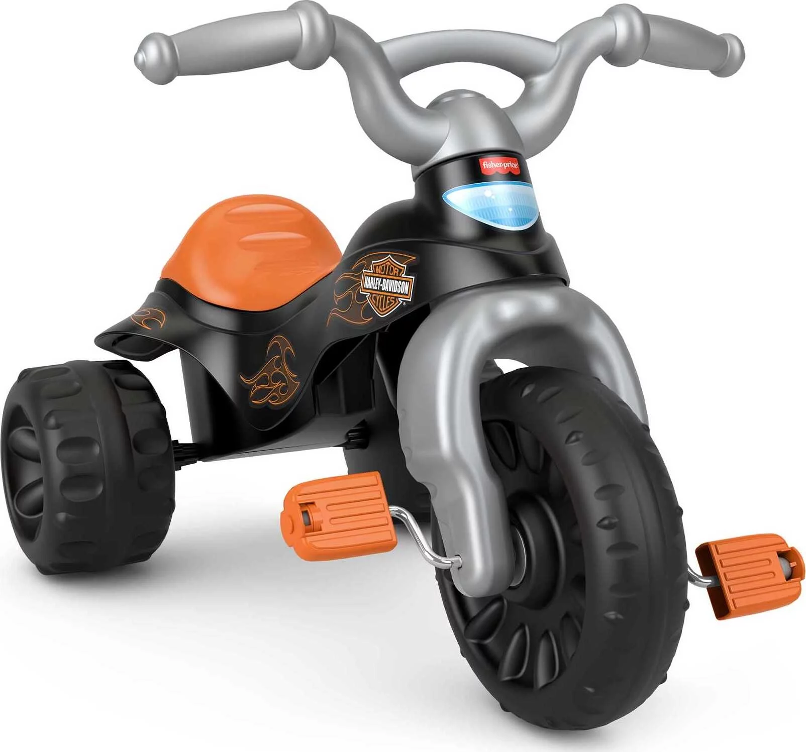 Fisher-Price Harley-Davidson Tricycle with Handlebar Grips, Multi-Terrain Tough Trike, Toddler Toy