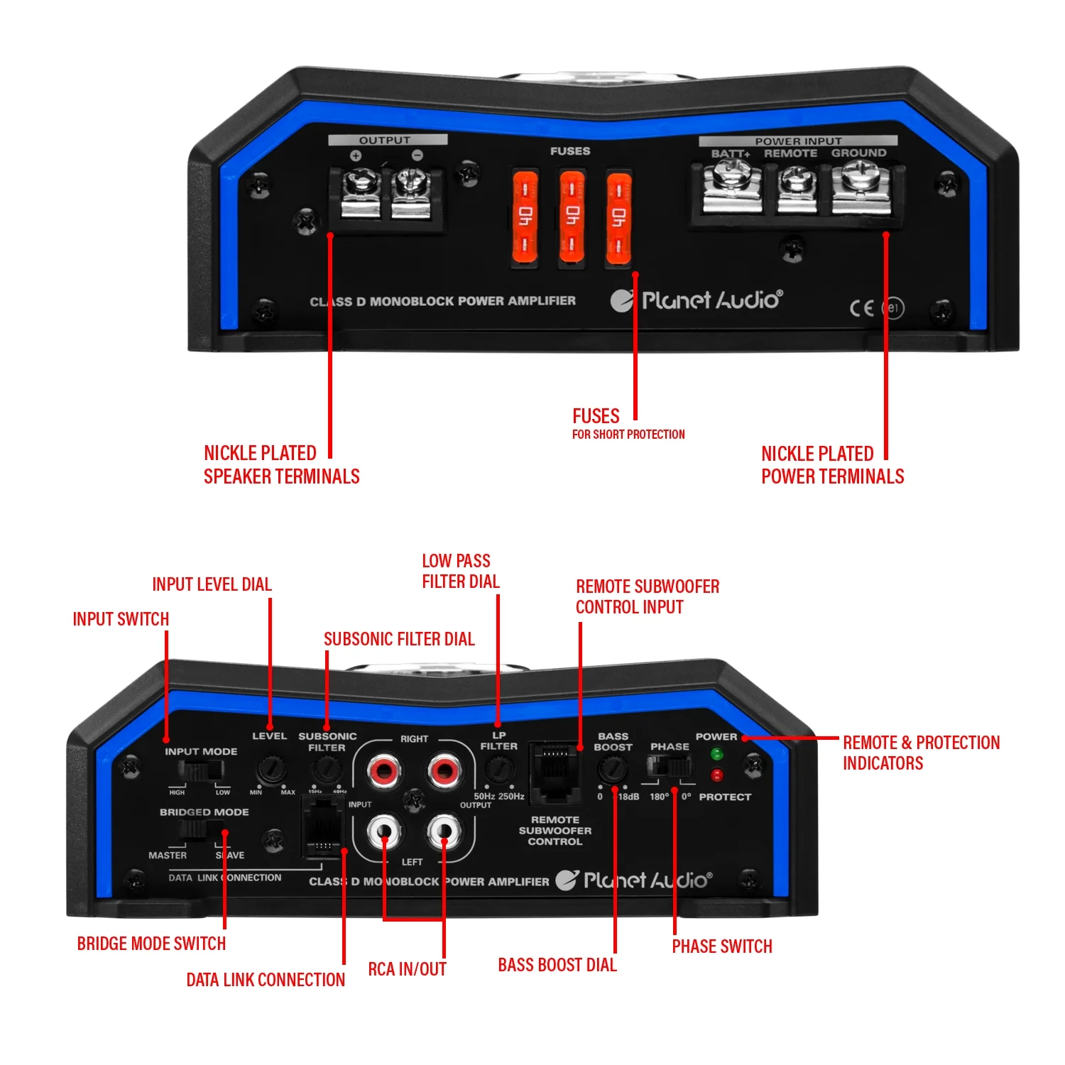 Planet Audio PL4000.1D Pulse Series Car Audio Amplifier 4000W Output, Monoblock, Class D, Mosfet