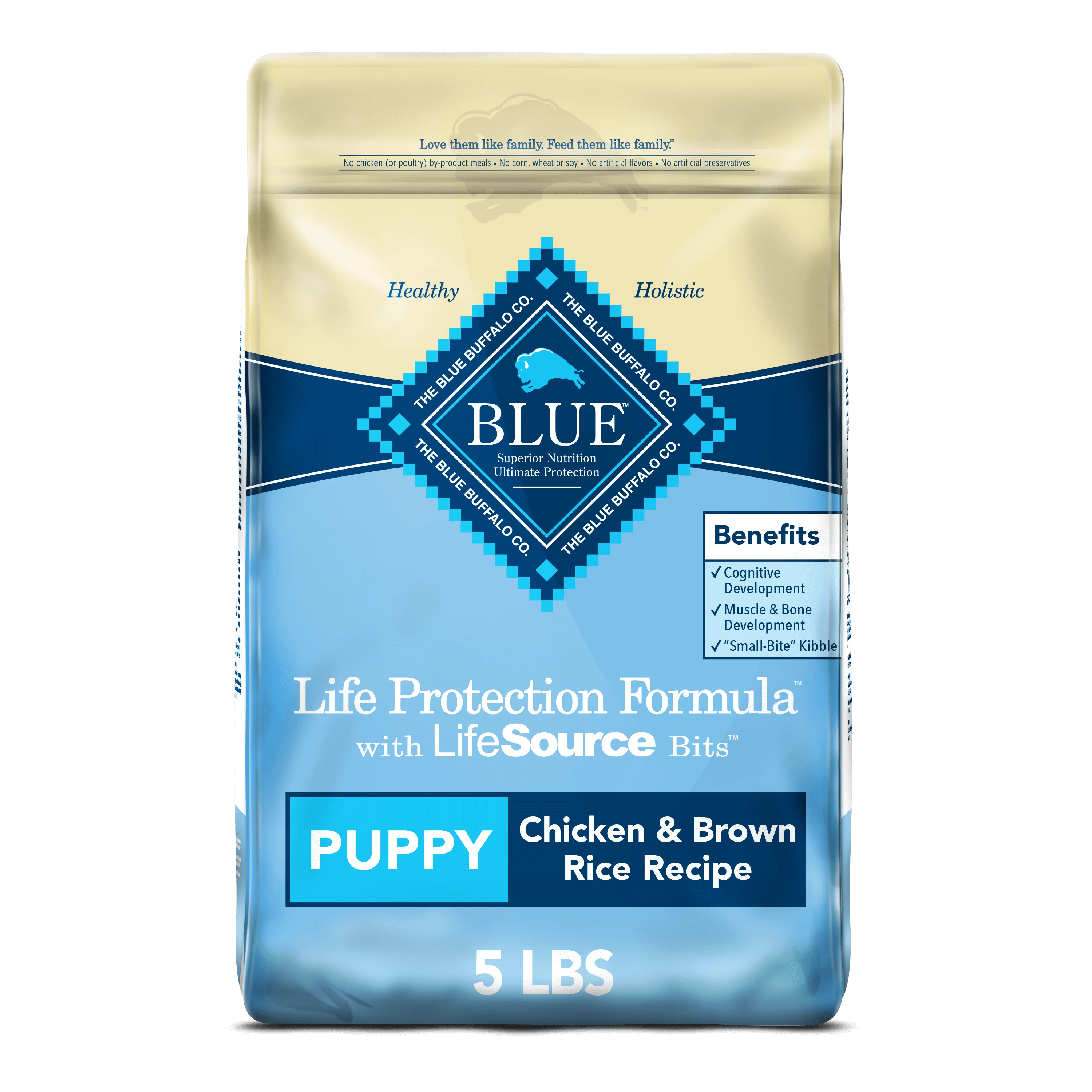 Blue Buffalo Life Protection Formula Chicken and Brown Rice Dry Dog Food for Puppies, Whole Grain, 15 lb. Bag