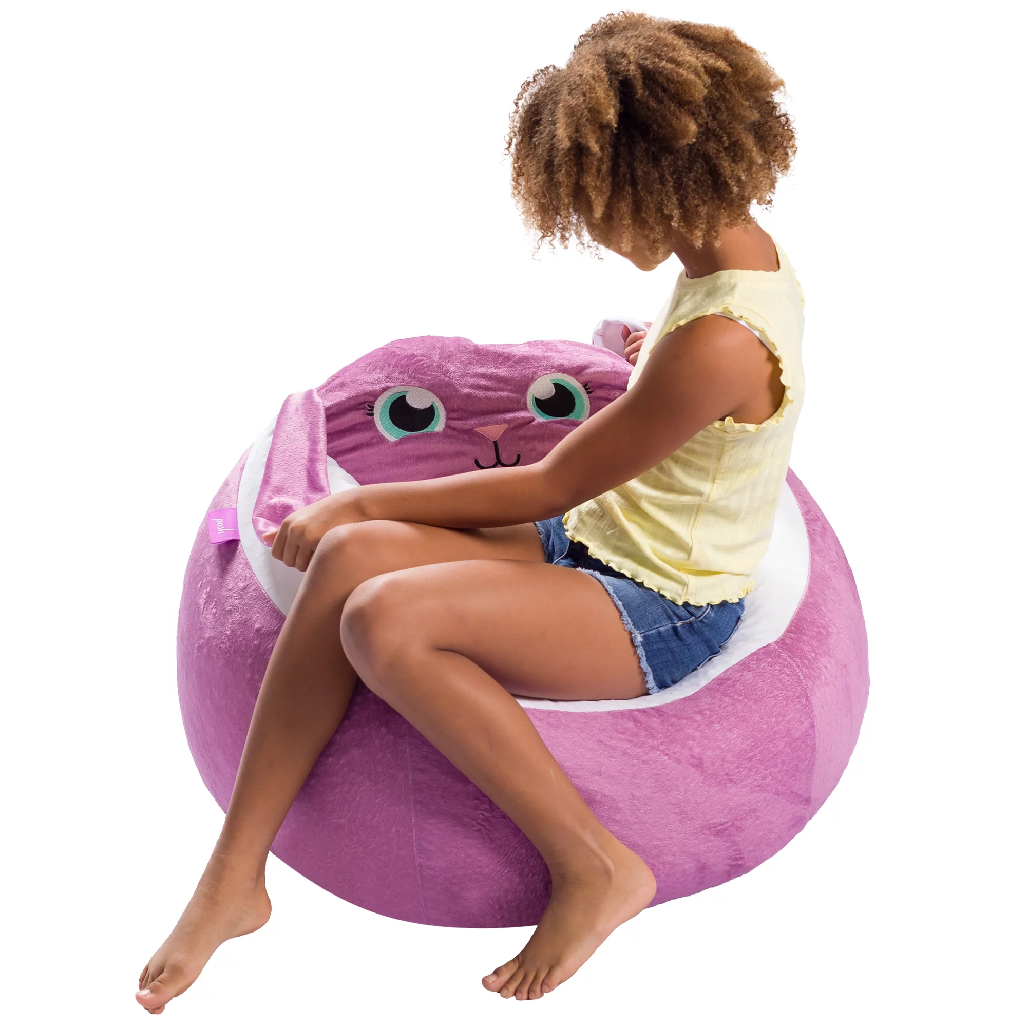 Posh Creations Bean Bag Chair, Memory Foam Lounger with Soft Cover, Kids, 2.5 ft, White Unicorn