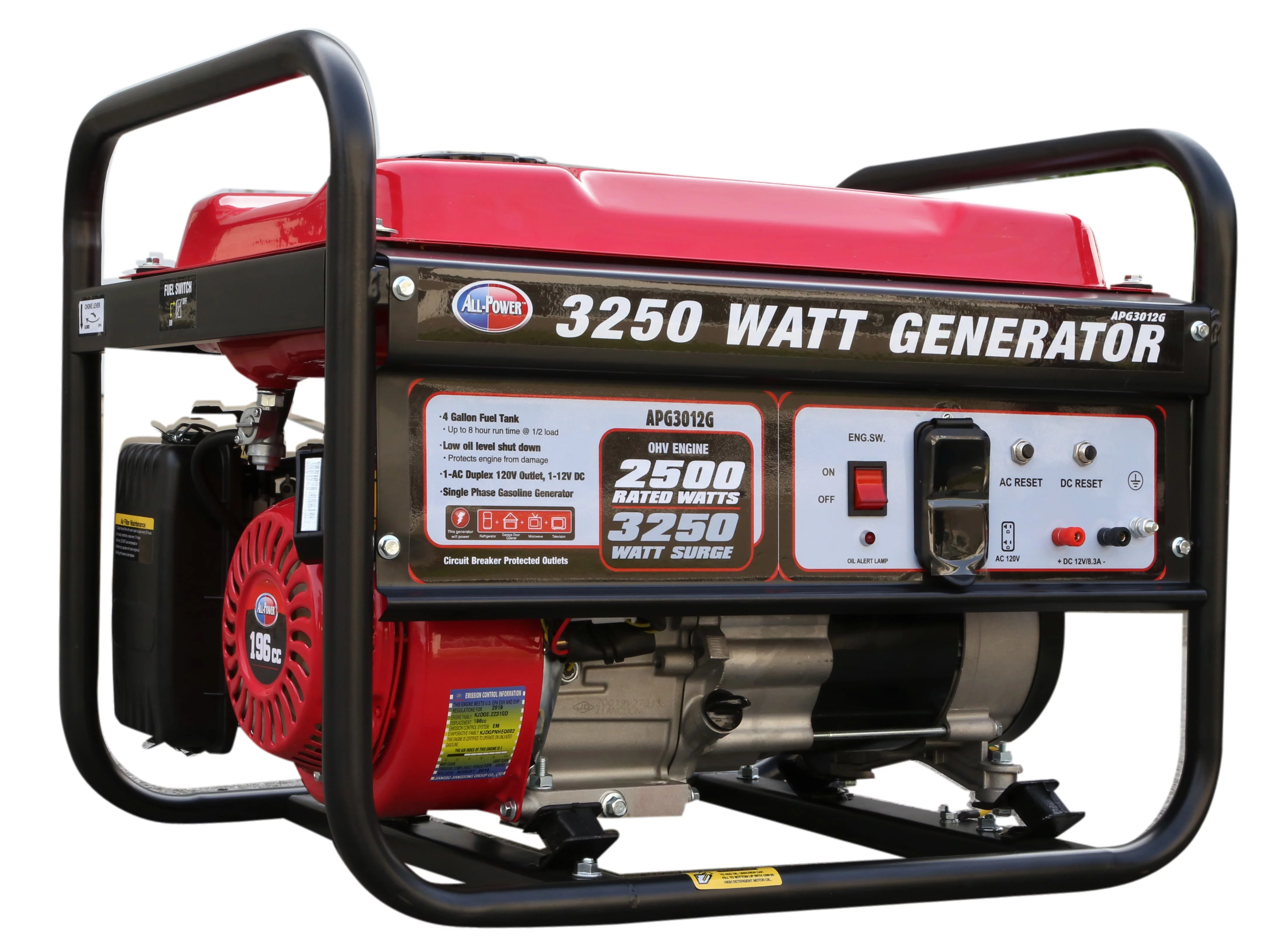 All Power 3250 Watt Portable Generator APG3012G, 3250W Gas Powered Generator for Home Power Backup, Hurricane Damage Restoration, EPA Certified