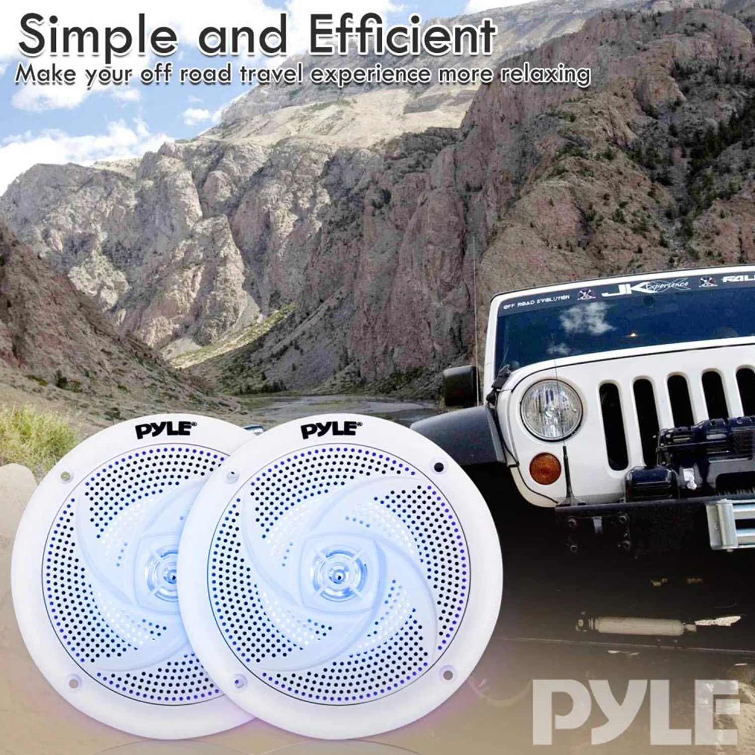 Pyle PLMRS63WL 6.5 Inch Waterproof Low Profile Marine Speakers, White (2 Pack)