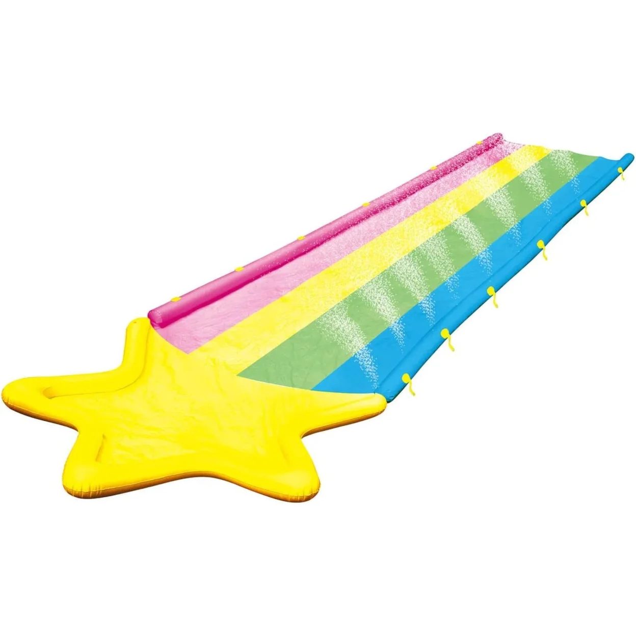 WOW Sports 40′ x 8′ Rainbow Star Super Slide with 2 Inflatable Sleds (21-2520-WOW)