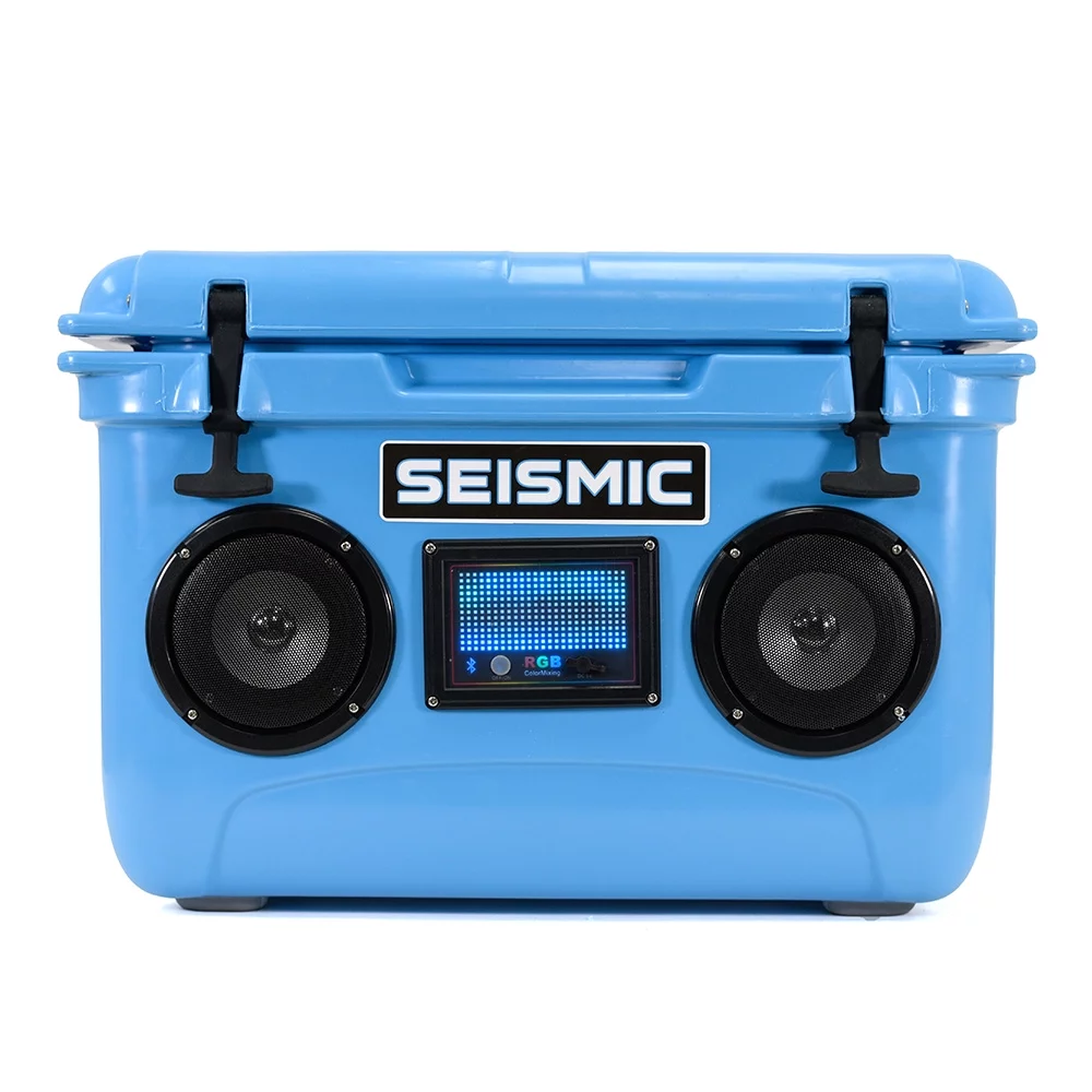 Seismic Audio – SC37WS-Blue – 37 Quart Blue Hard Cooler Box with Built-In Bluetooth Speakers