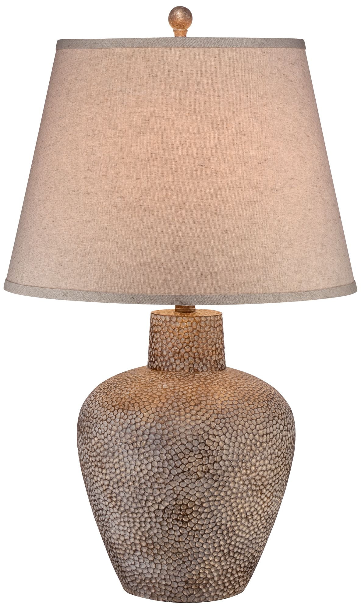 360 Lighting Bentley Rustic Farmhouse Table Lamp 29″ Tall Brown Leaf Textured Hammered Pot Off White Empire Shade for Bedroom Living Room House Home