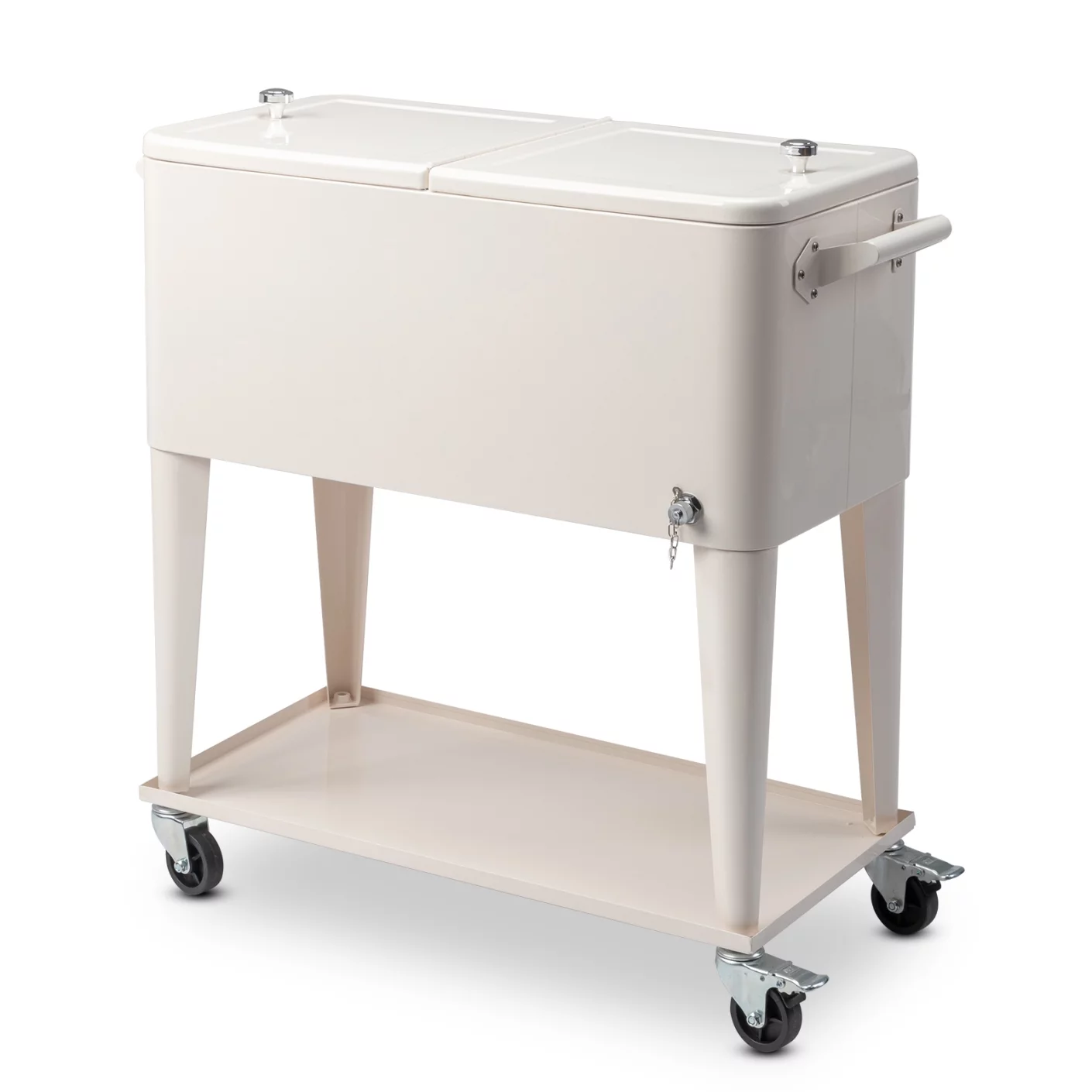 80 Quart Rolling Cooler Cart with Lockable Wheels, Portable Ice Chest for Outdoor Events, Patio Parties, Backyard BBQs, Picnics, Camping – Includes Bottle Opener & Bottle Cap Catcher