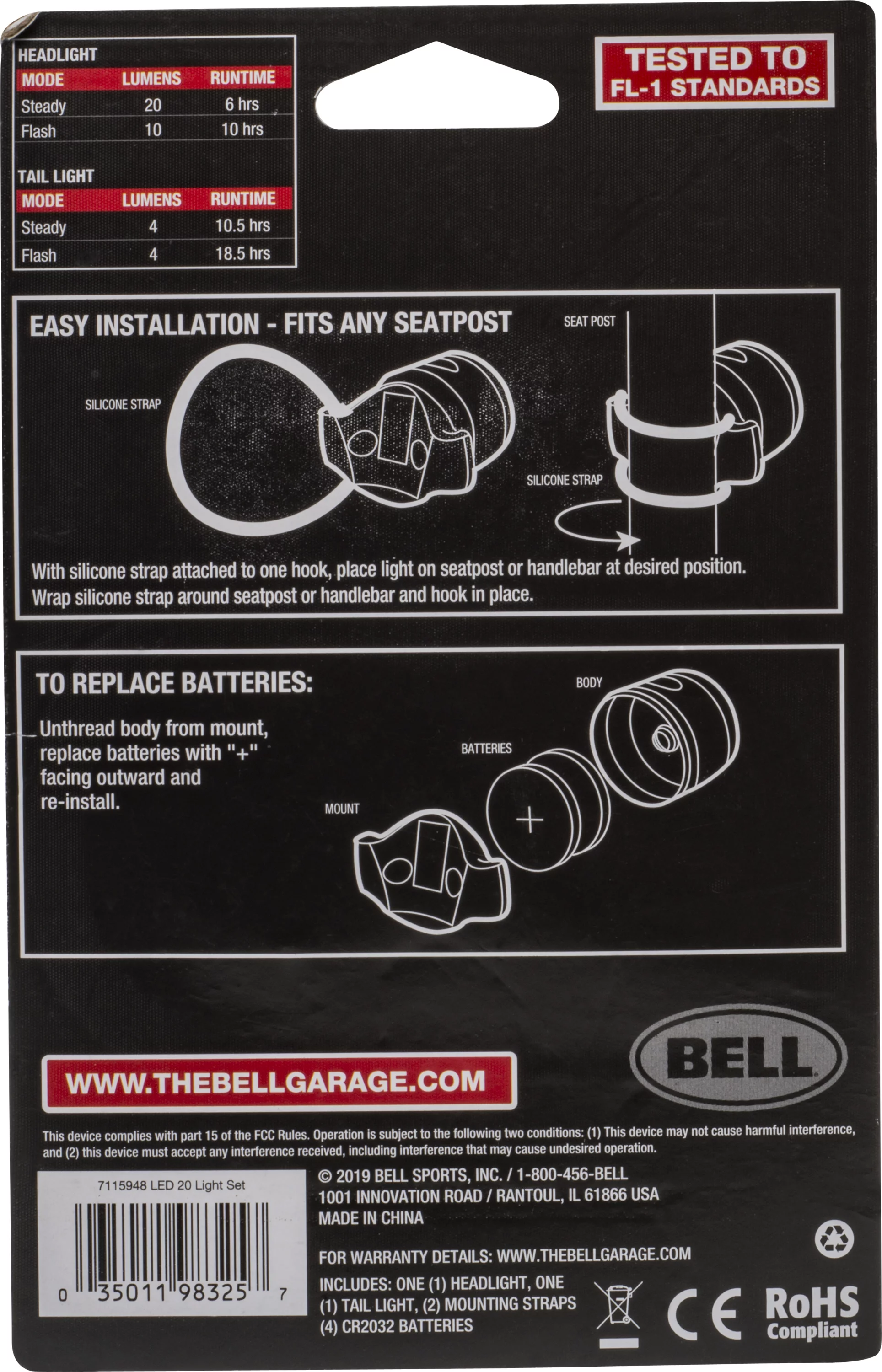 Bell 20 Lumen Bicycle Light Set