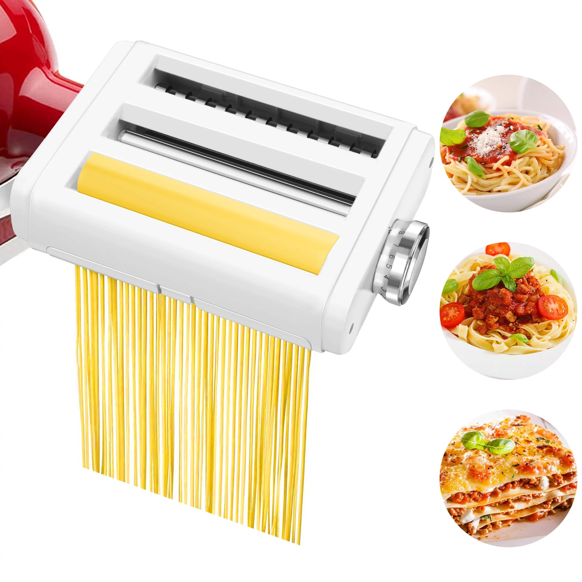 Kenome Pasta Maker Attachment 3 in 1 Set for KitchenAid Stand Mixers, with Pasta Sheet Roller, Spaghetti Cutter, Fettuccine Cutter Maker Accessories and Cleaning Brush