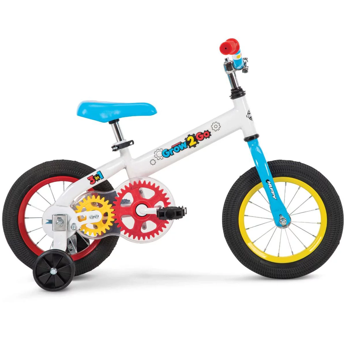 Huffy Grow 2 Go Conversion Balance to Pedal Bike (Red, Blue, and Yellow) – 22321