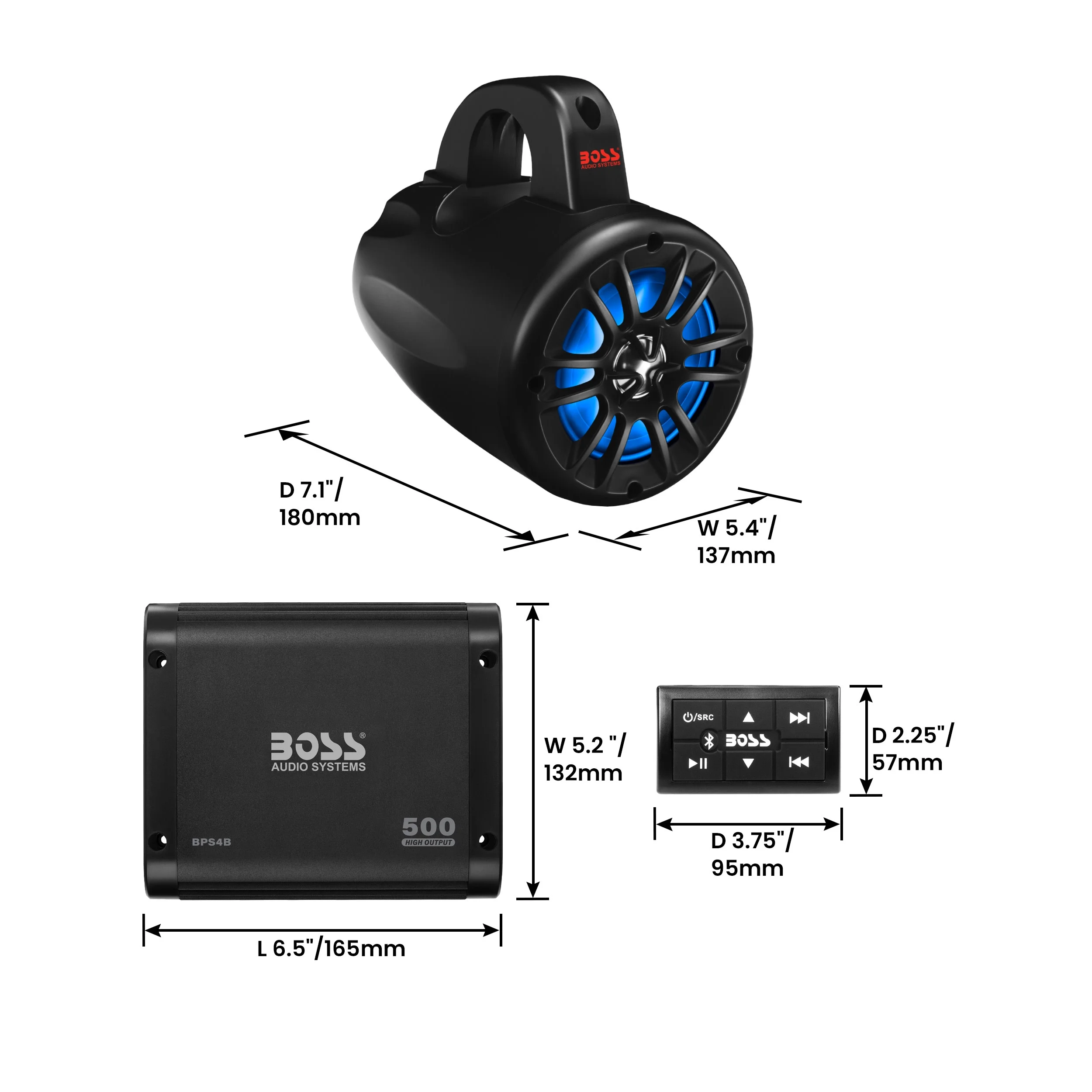 BOSS Audio Systems UNI4RGB UTV Marine Stereo Package | Certified Refurbished