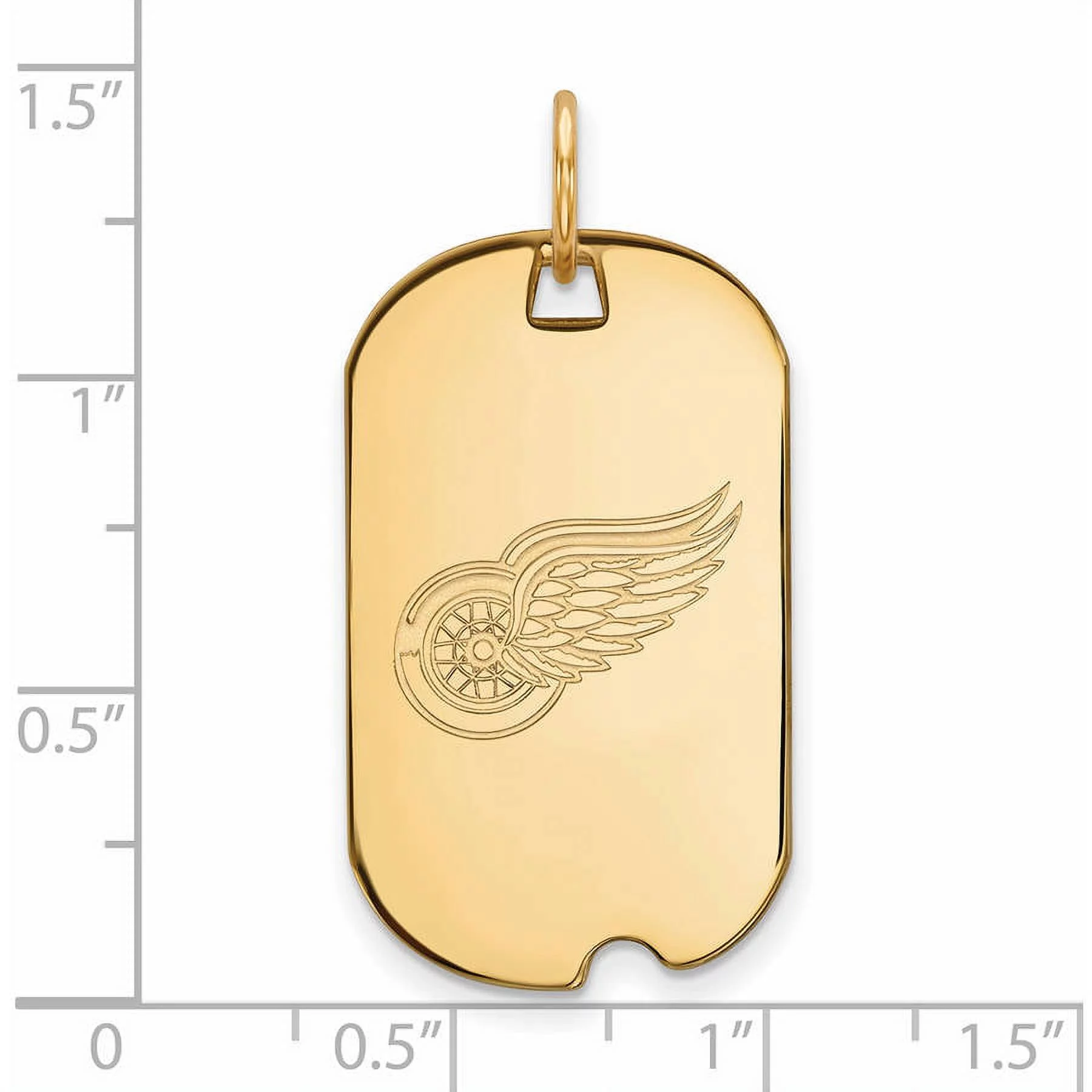 Sterling Silver Gold Plated NHL LogoArt Detroit Red Wings Small Dog Tag