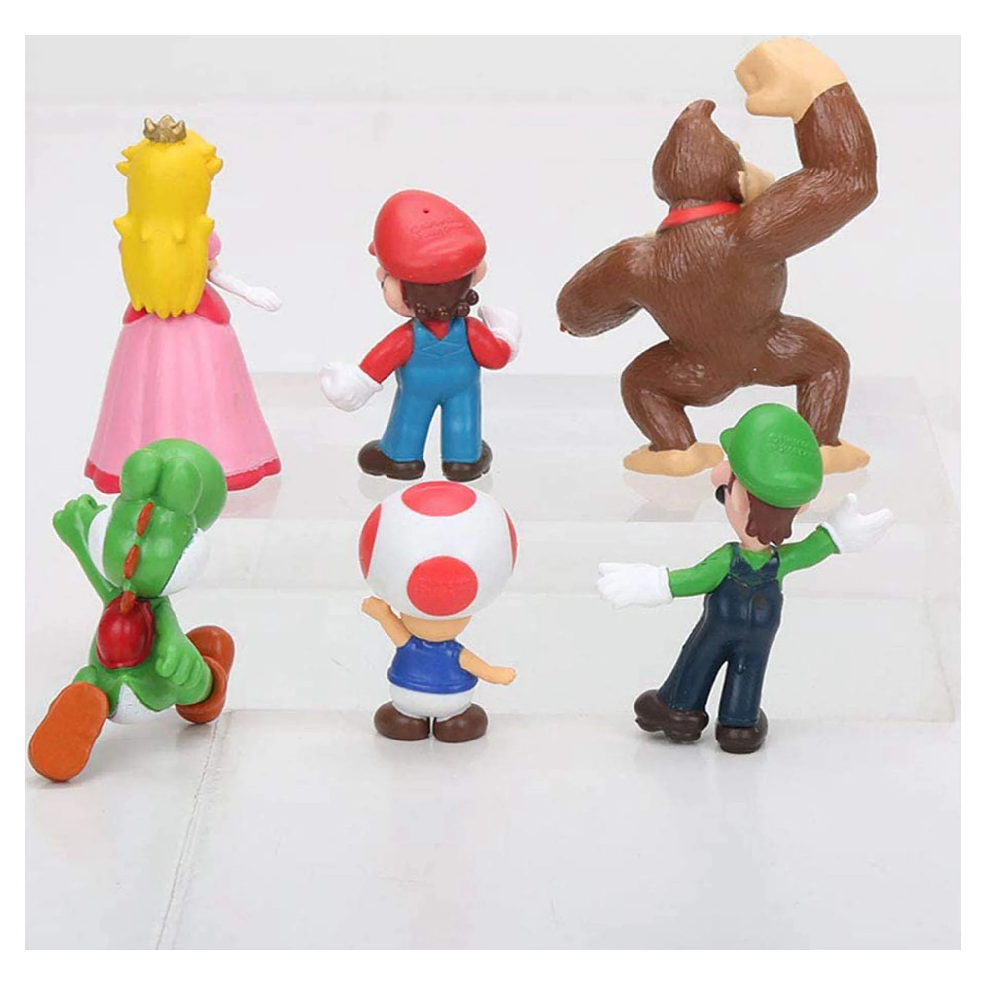 SeekFunning 6 pcs/set Super Mario Action Mini Figure Yoshi Peach Princess Luigi Toad, Birthday,Party Supplies