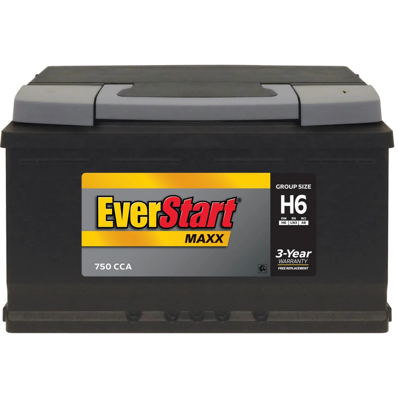 EverStart Maxx Lead Acid Automotive Battery, Group Size H6 / LN3 / 48 12 Volt, 750 CCA 115 RC