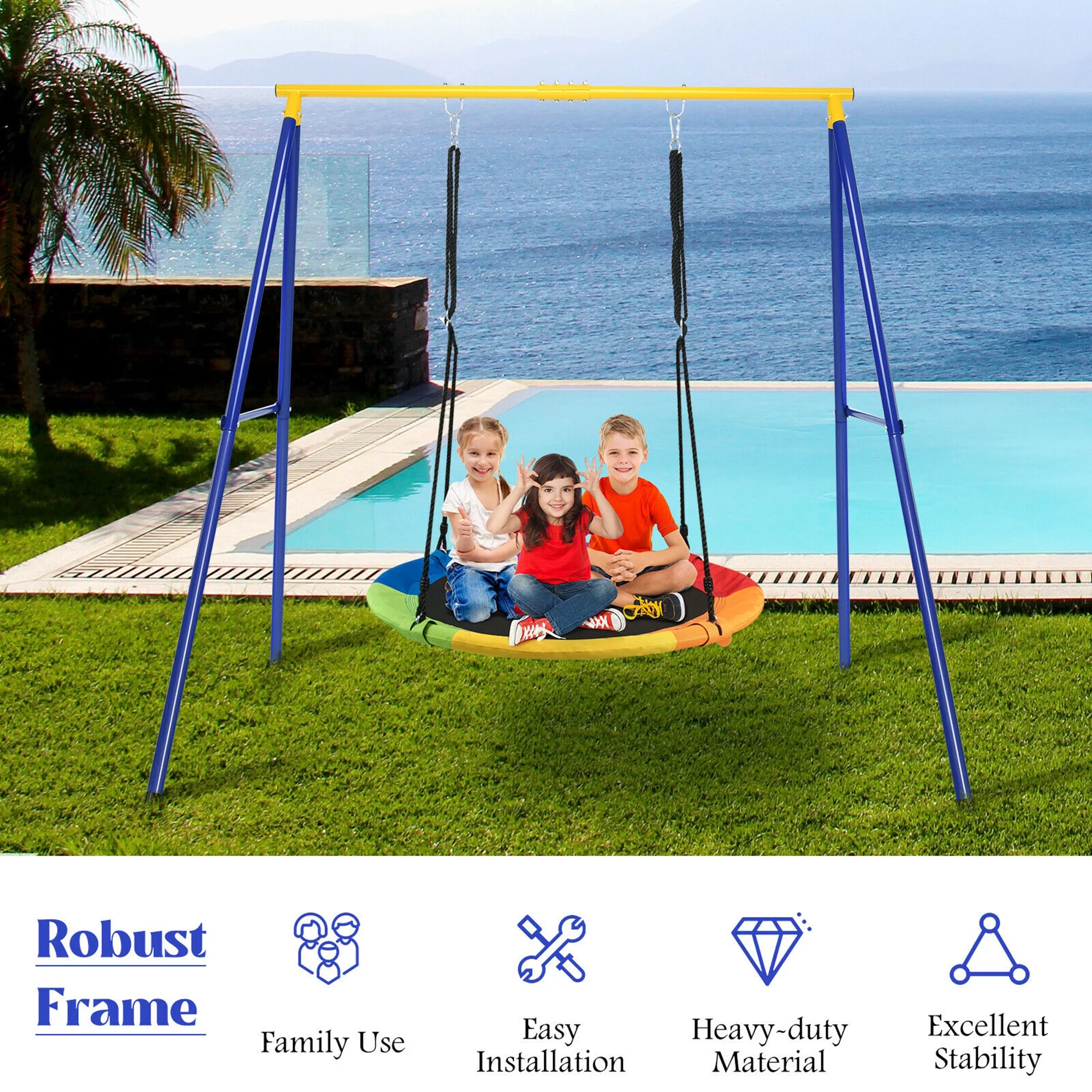 Gymax Extra Large Heavy Duty A-Frame Steel Swing Stand All-Steel Metal Swing Frame