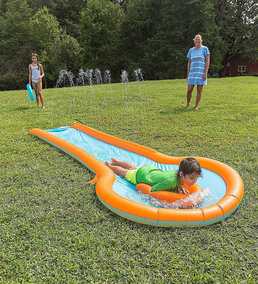 HearthSong 12-Foot Inflatable Water Slide with 3-Foot Wide Splash Pool and Two Inflatable Speed Boards