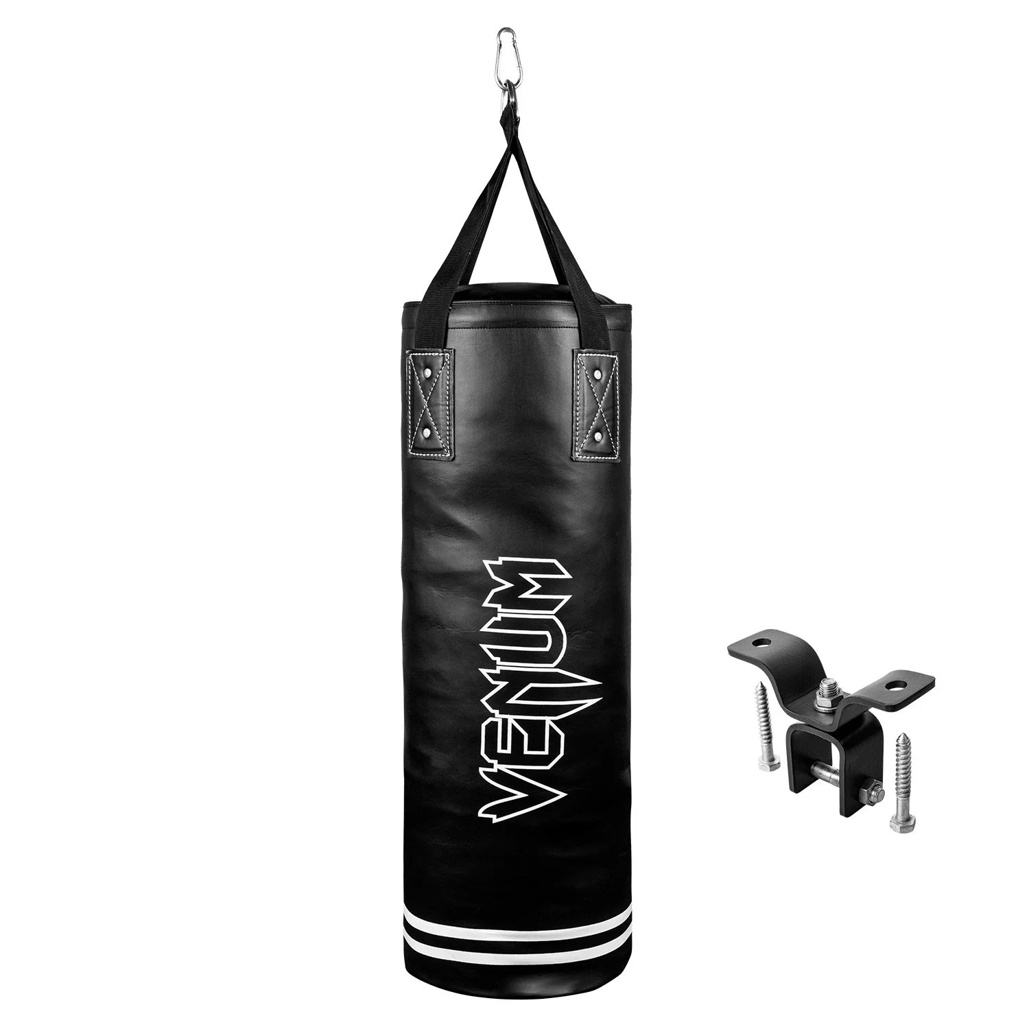 Venum Classic Punching Bag – 70 lb – Black/White – Heavy Bag Kit – 48 Inches Assembled Length