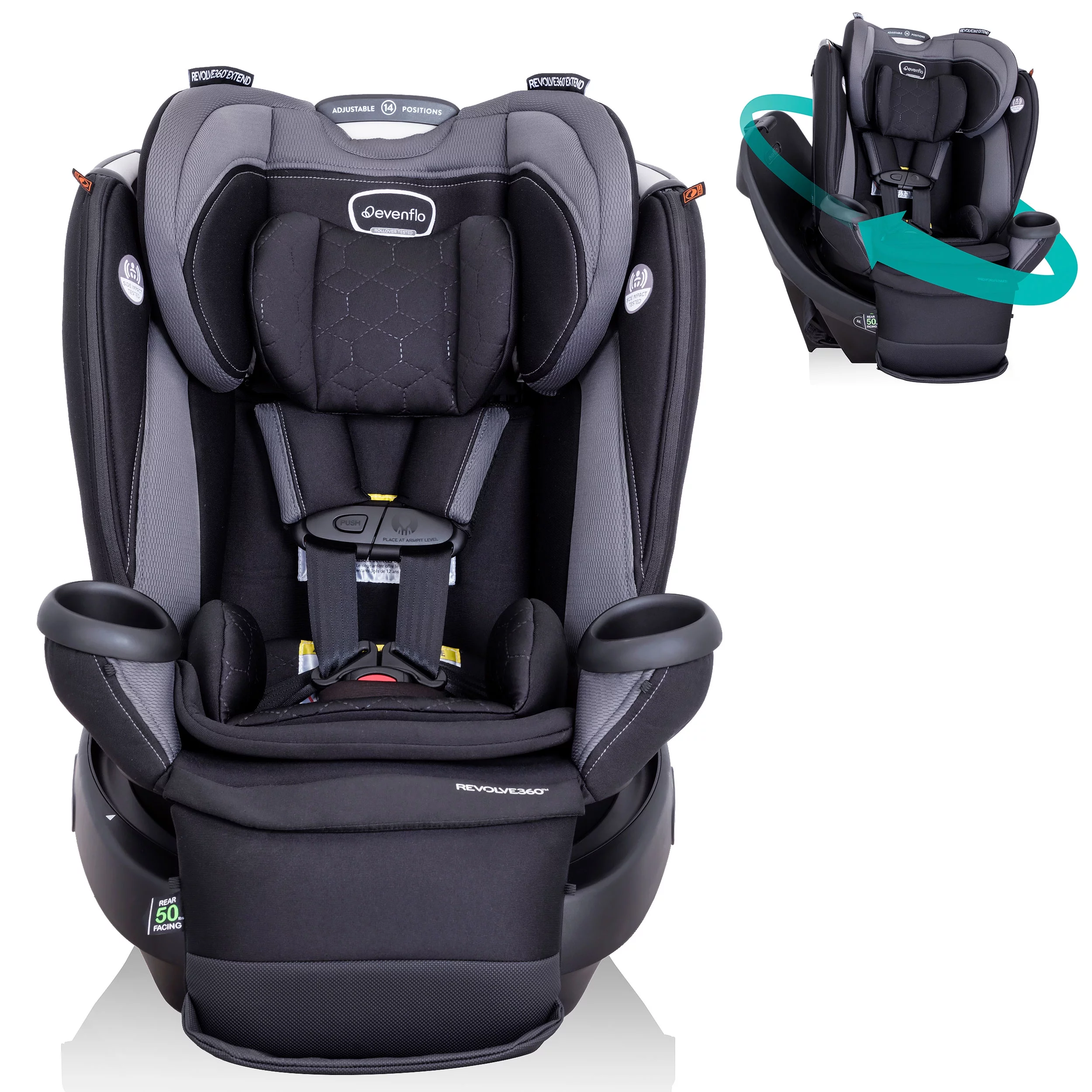 Revolve360 Extend All-in-One Rotational Car Seat with Quick Clean Cover (Rowe Pink)