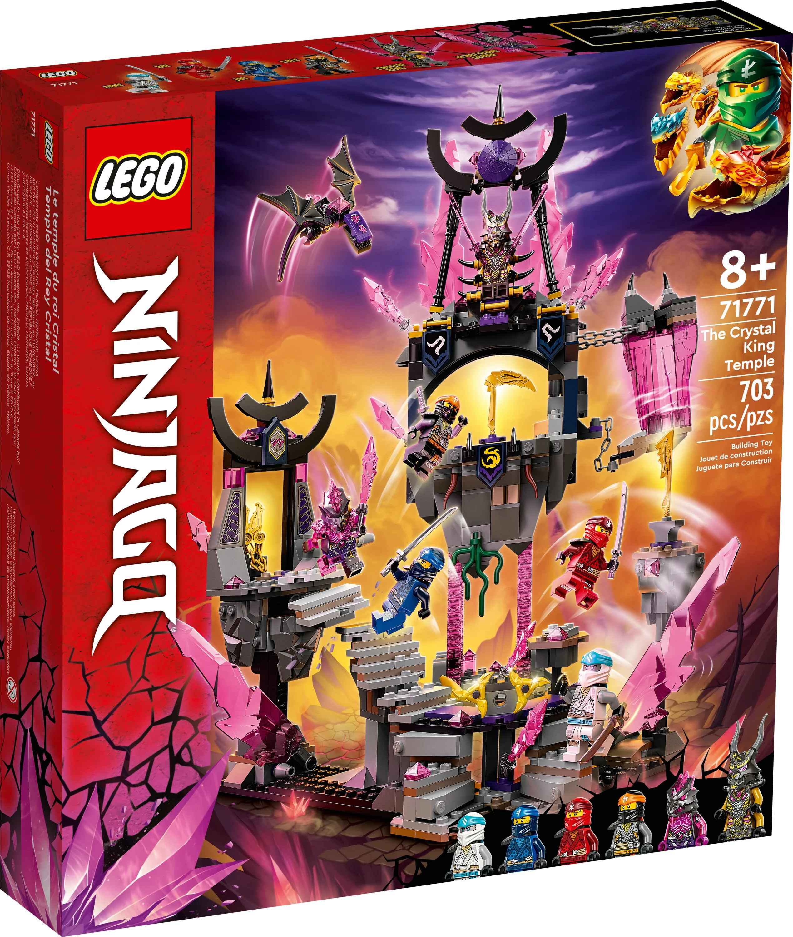 LEGO NINJAGO The Crystal King Temple Action Playset, 71771 Buildable Ninja Toy for Kids 8 Plus Years Old with Cole, Zane, Kai and Jay Minifigures