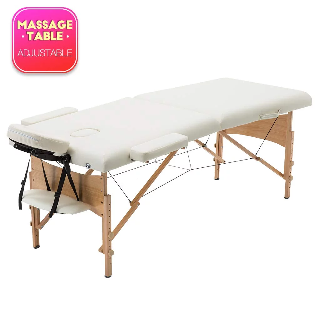 BestMassage Adjustable 2 Folding Portable Massage Table W/ Carry Case, Black