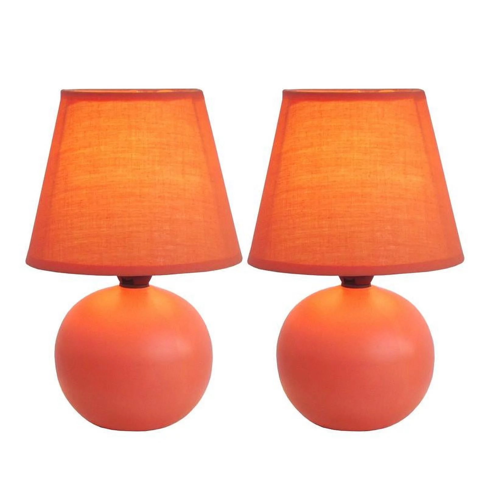 Simple Designs Mini Ceramic Globe Table Lamp 2 Pack Set