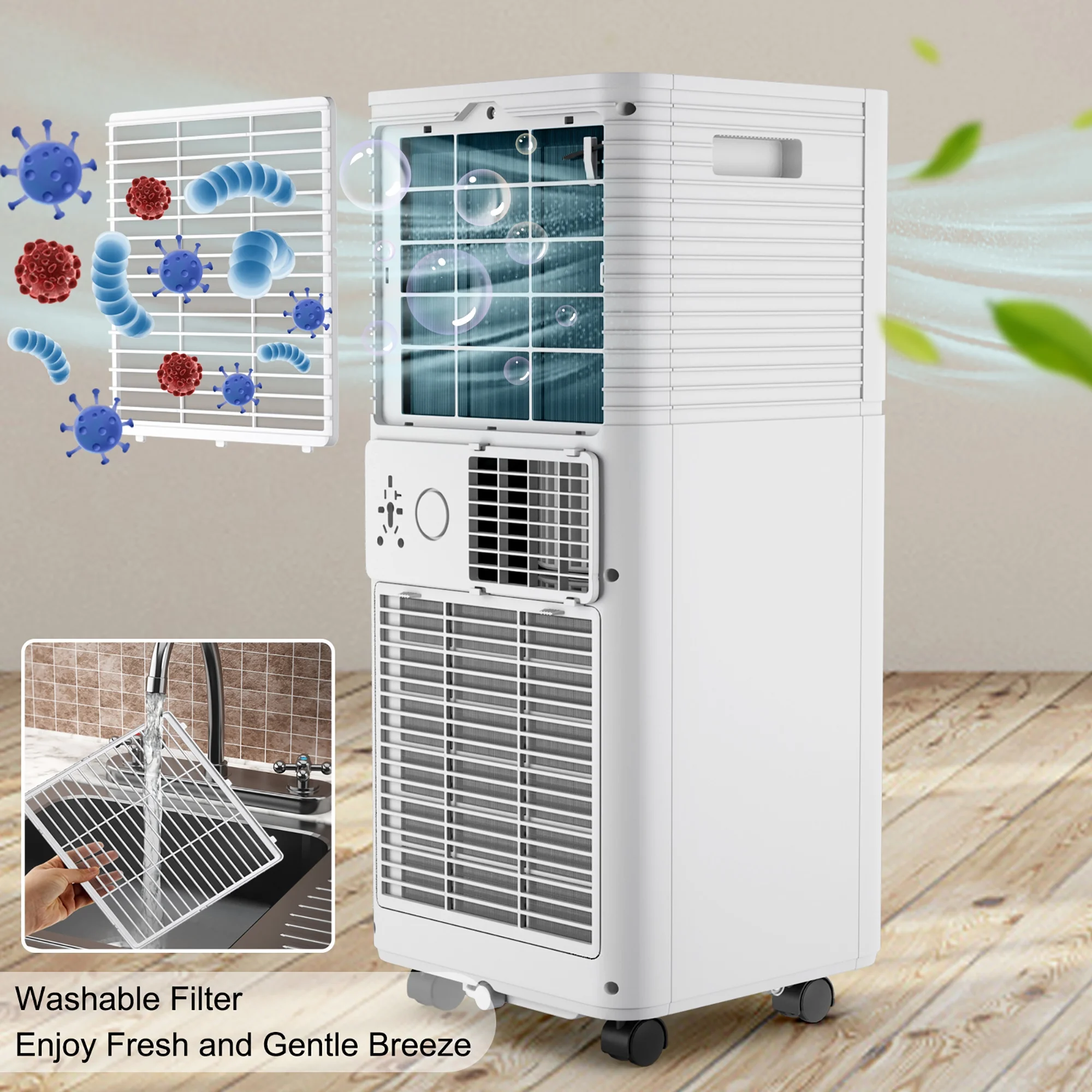 Costway 5000 BTU (8000 BTU ASHRAE) Portable Air Conditioner 3-in-1 Air Cooler w/Dehumidifier & Fan Mode Black