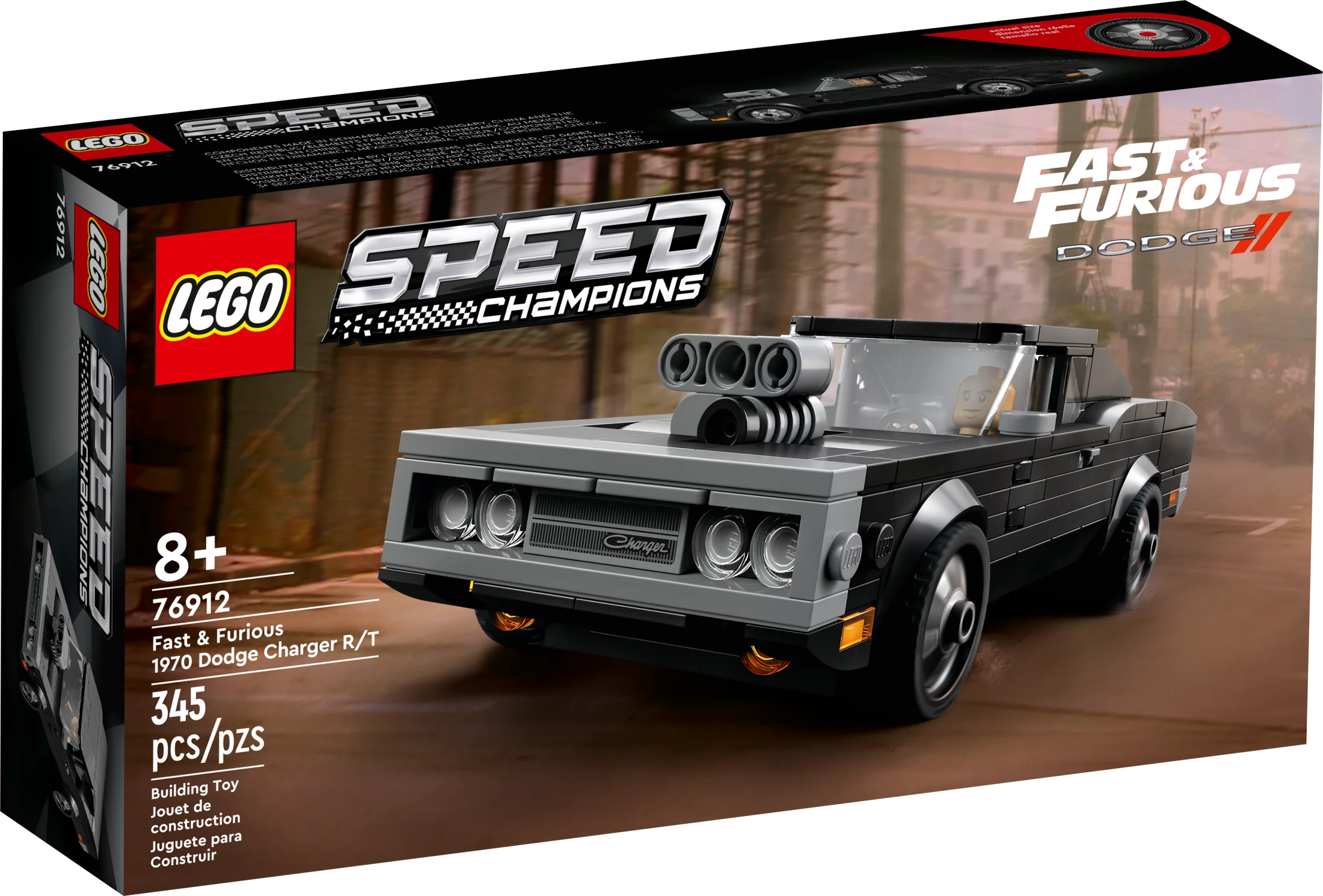 LEGO Speed Champions Fast & Furious 1970 Dodge Charger R/T 76912, Toy Muscle Car Model Kit for Kids, Collectible Set with Dominic Toretto Minifigure