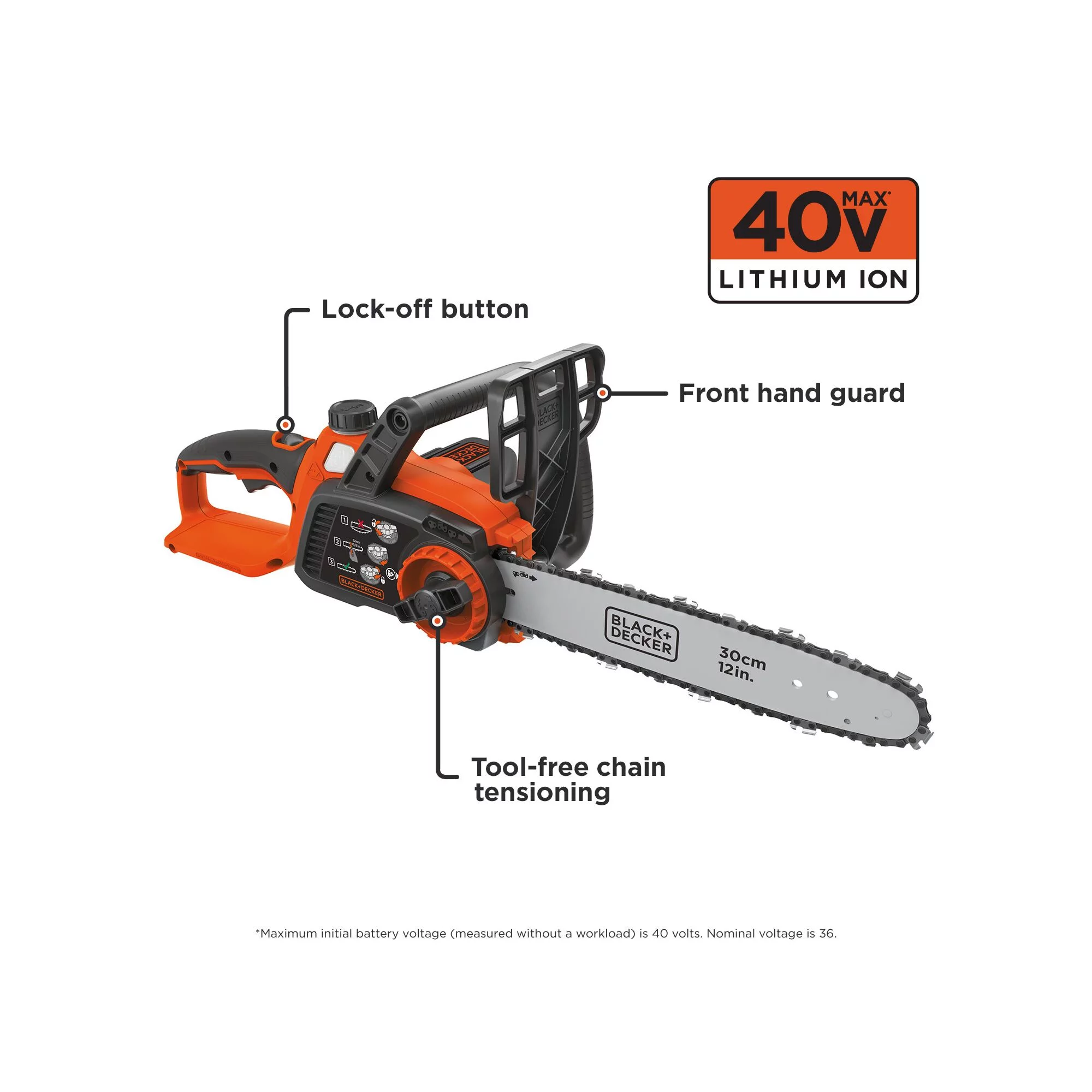 BLACK+DECKER LCS1240 40V MAX* 12″ Cordless Chain Saw